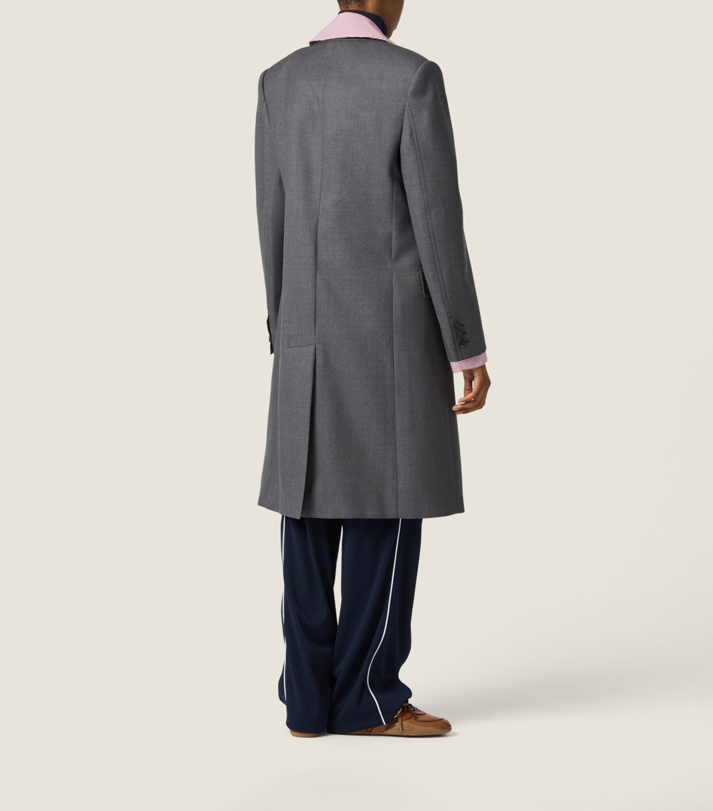 Miu Miu Womens Wool Gabardine Coat Grey Image 3
