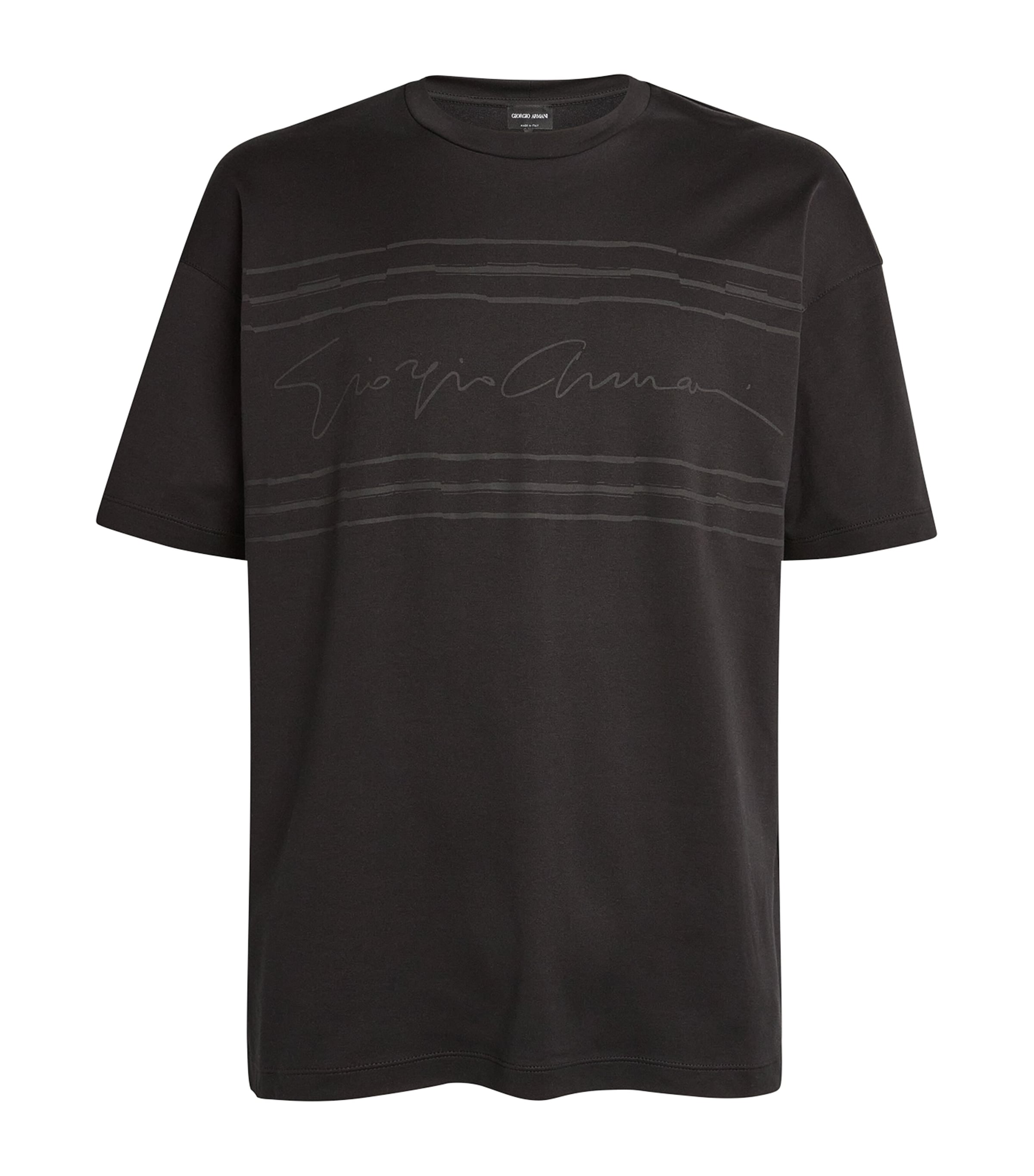 Shop Giorgio Armani Signature Print T-shirt In Black