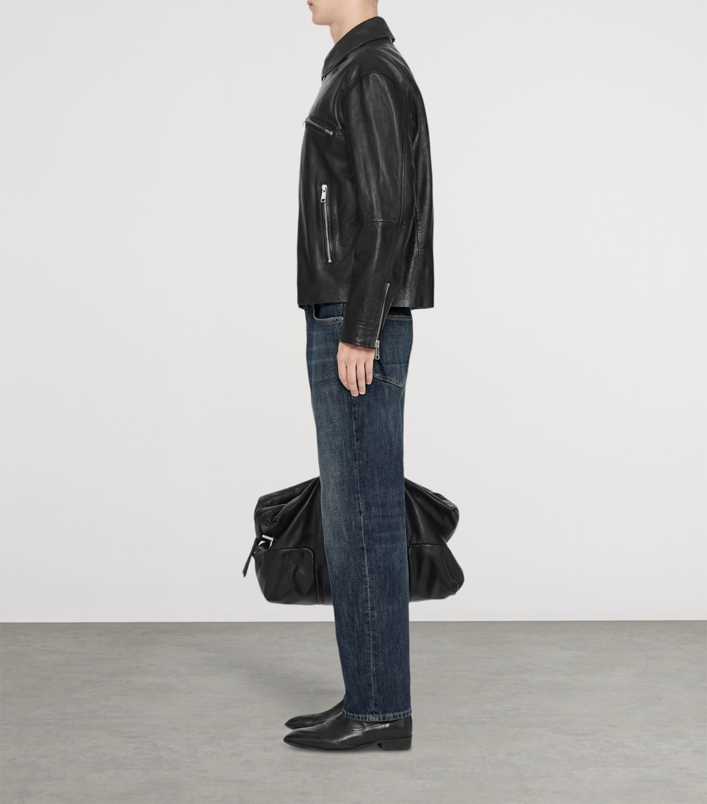 AllSaints Mens Lambskin Vegason Jacket Black Image 8
