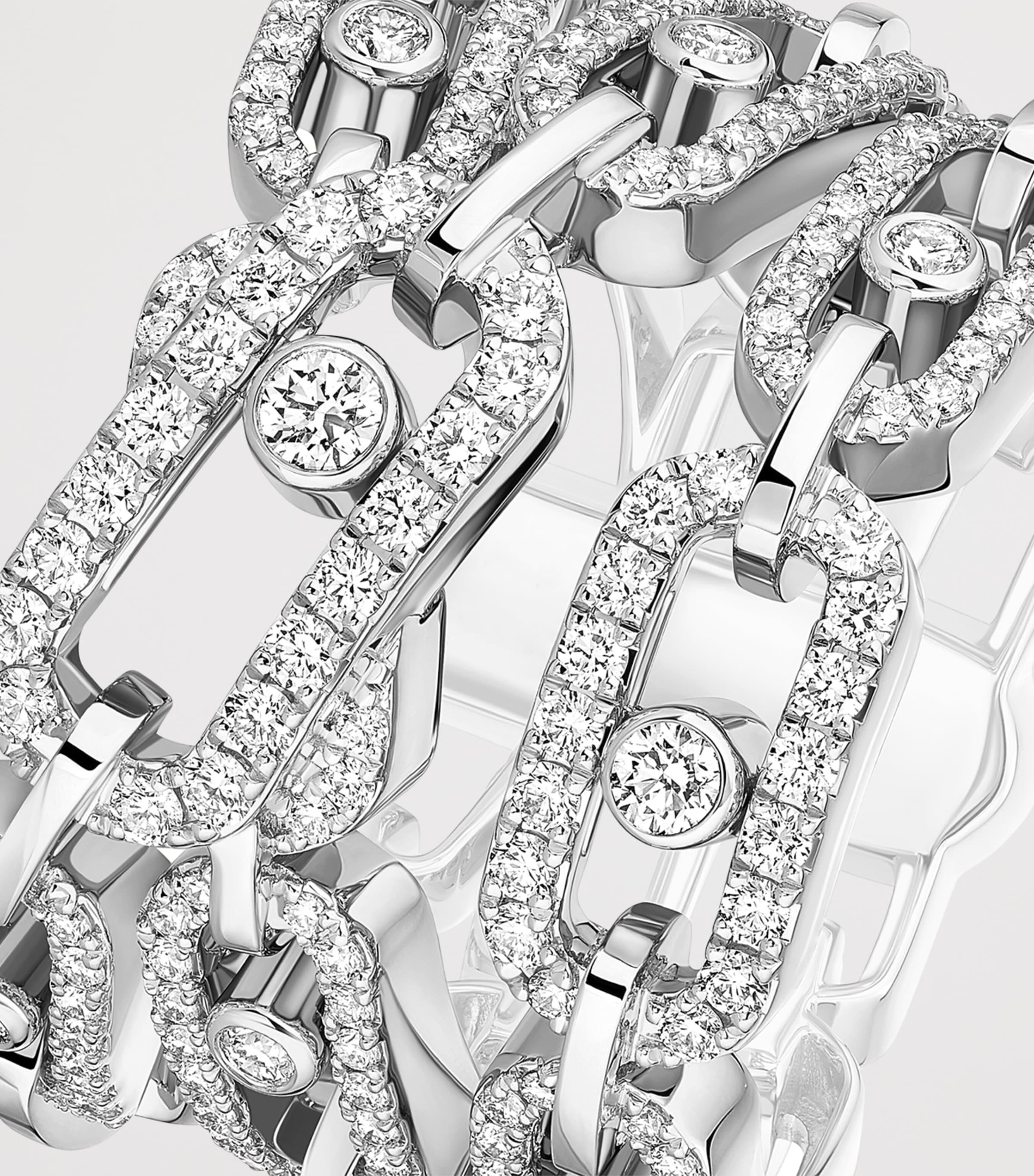 Messika Move Link White Gold and Diamond Multi-Row Ring White Gold Image 3