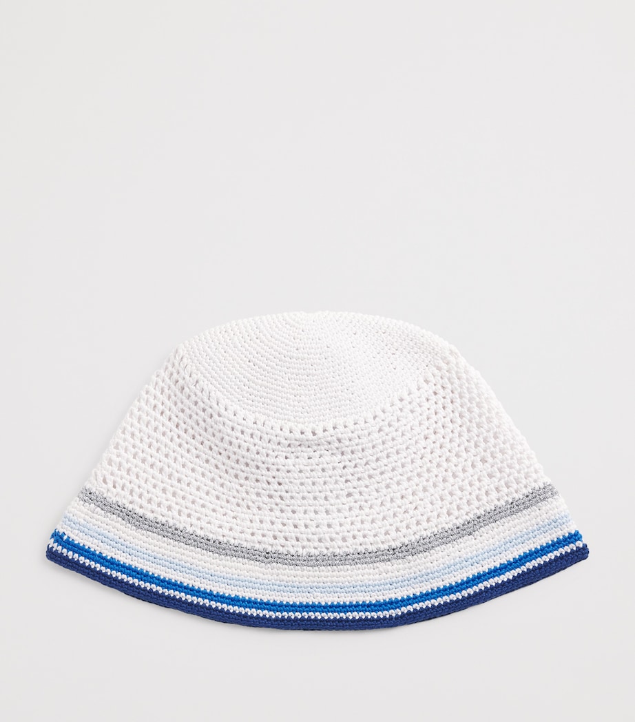 Casablanca Crochet Metallic-Stripe Beanie White Image 3