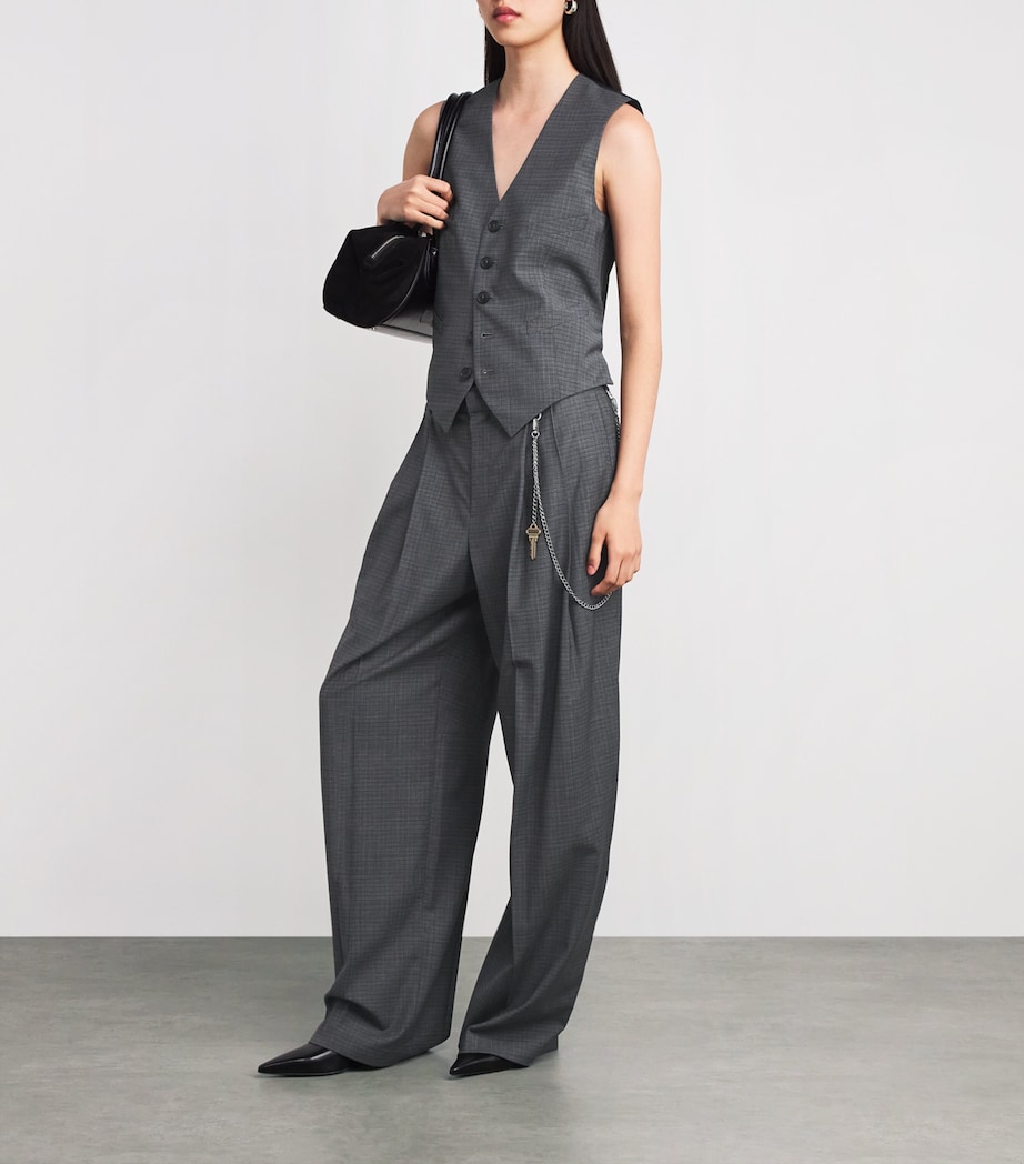 Wool-Blend Chain-Detail Waistcoat 085 DARK GREYMELANGE Image 2