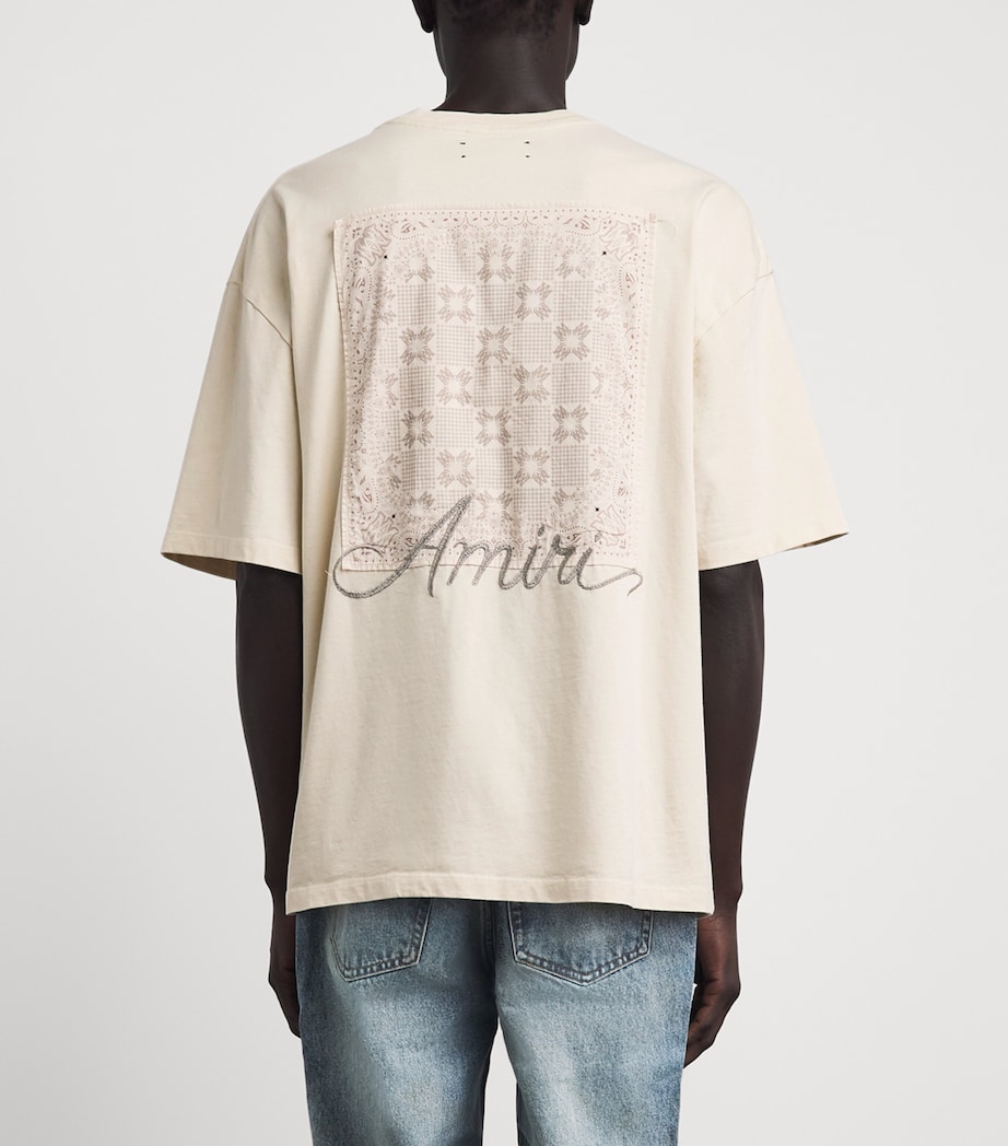 AMIRI Mens Cotton Check Patch T-Shirt Alabaster Image 5
