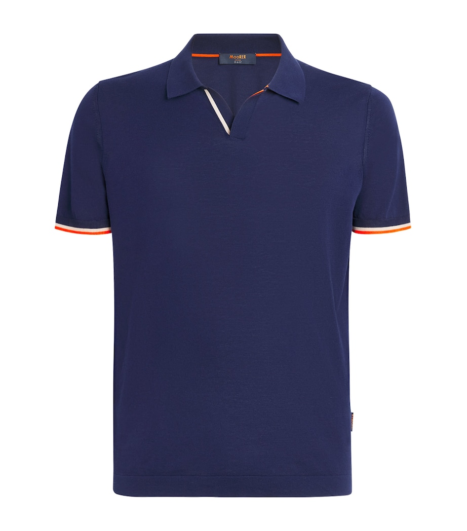 Contrast-Detail Polo Shirt U0497-NAVY Image 1