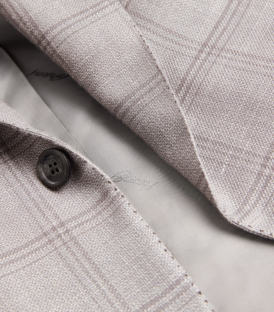 Brioni Mens Wool-Blend Check Blazer Image 5