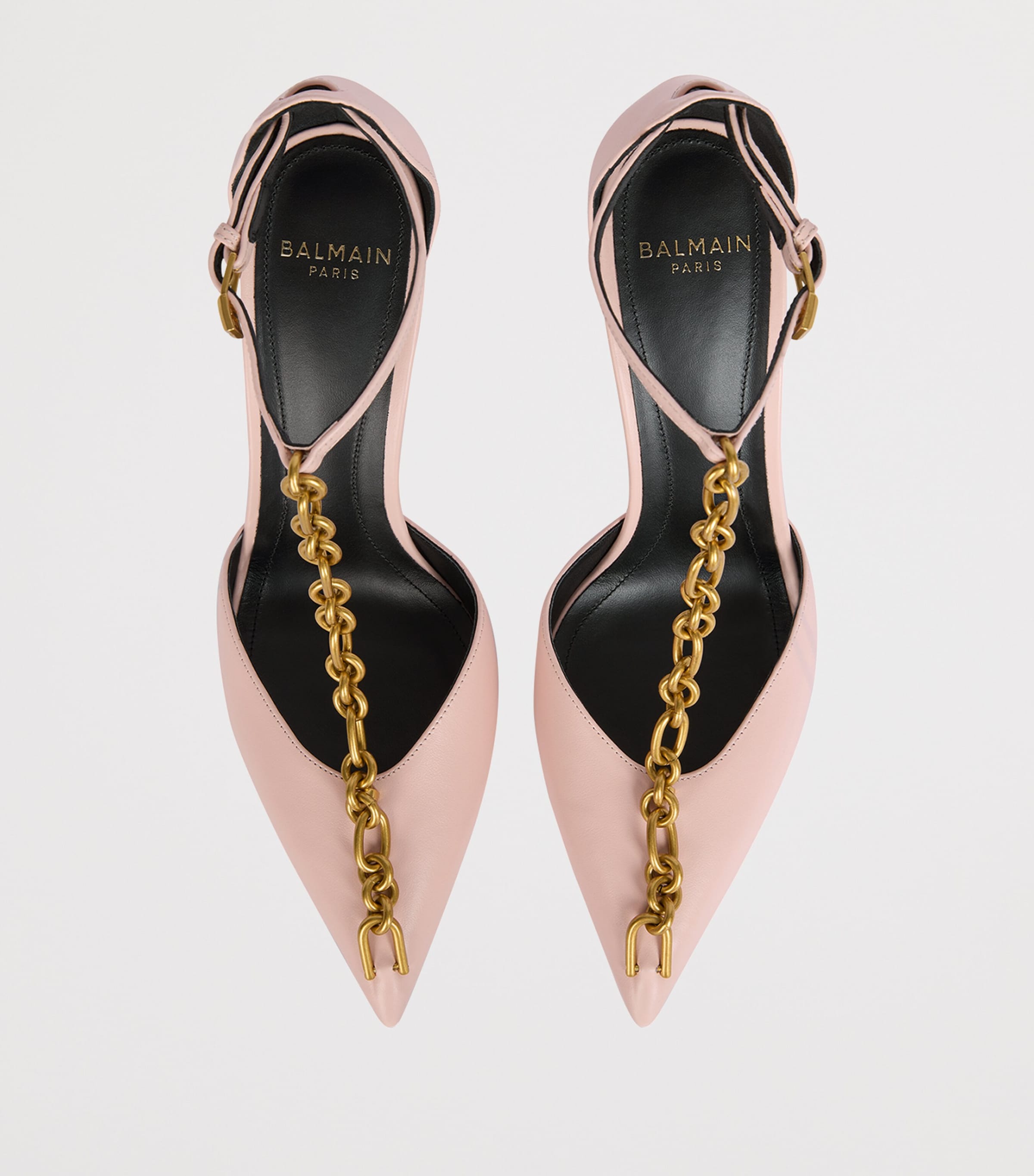 Balmain Calfskin Sync Heeled Sandals 95 Rose Pale Image 4