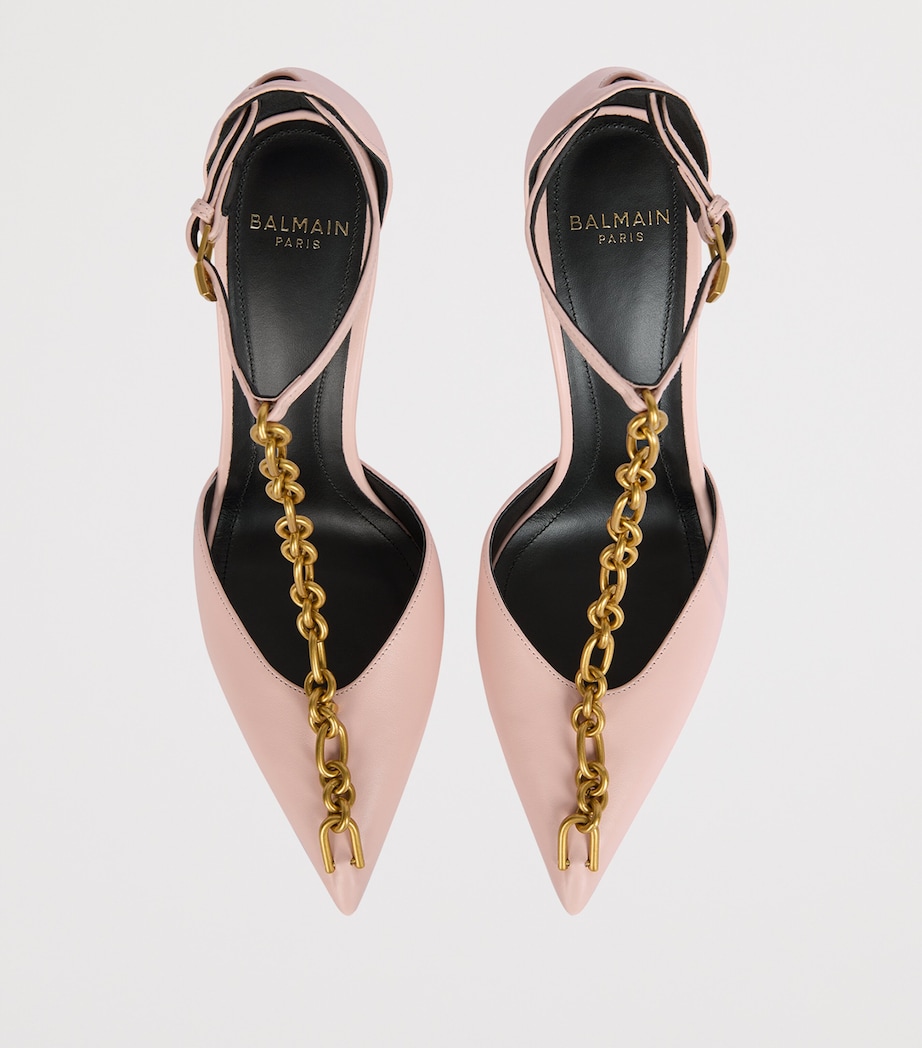 Balmain Calfskin Sync Heeled Sandals 95 Rose Pale Image 4