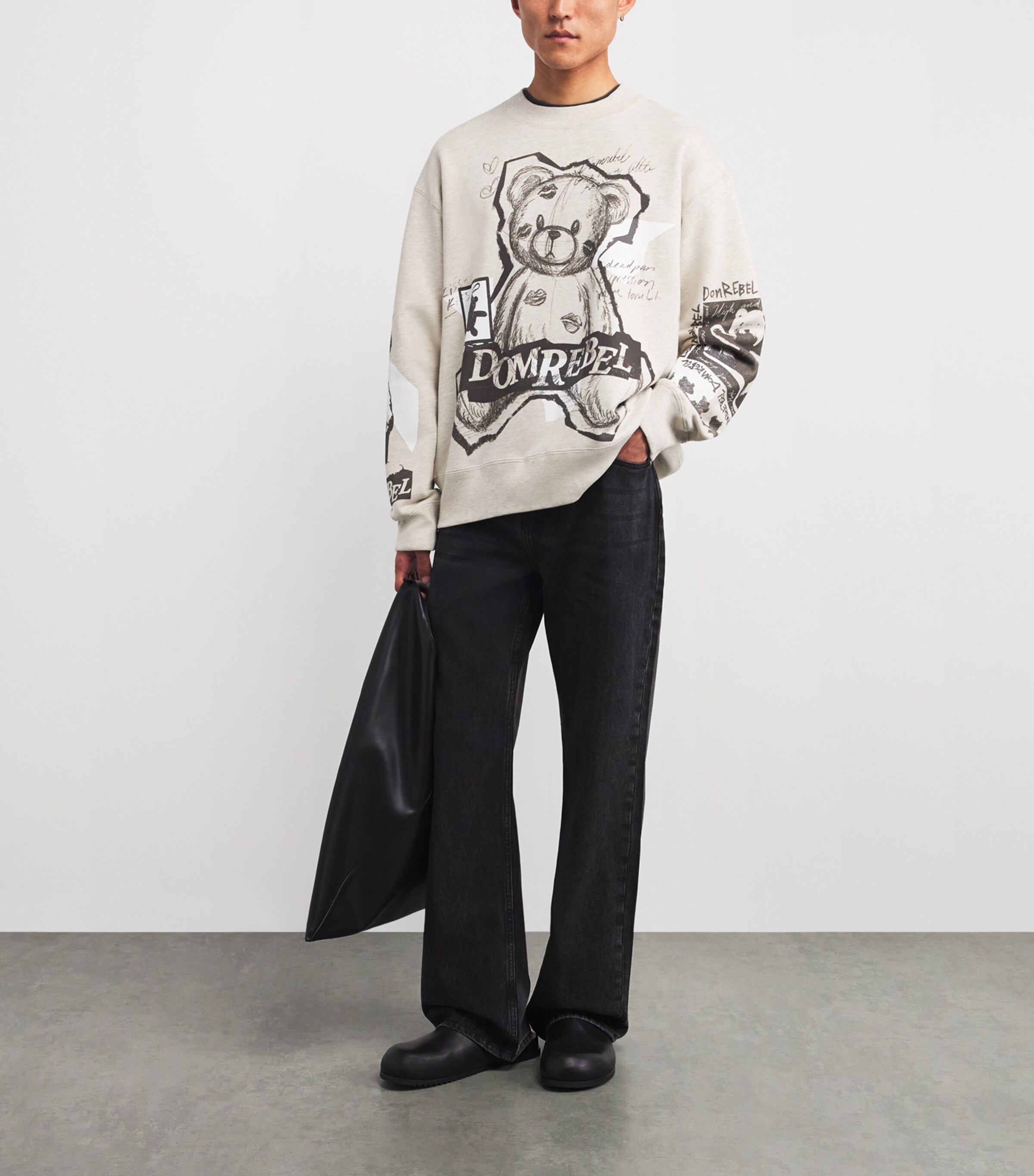 DOMREBEL Beige Cotton Sad Bear Sweatshirt | Harrods US