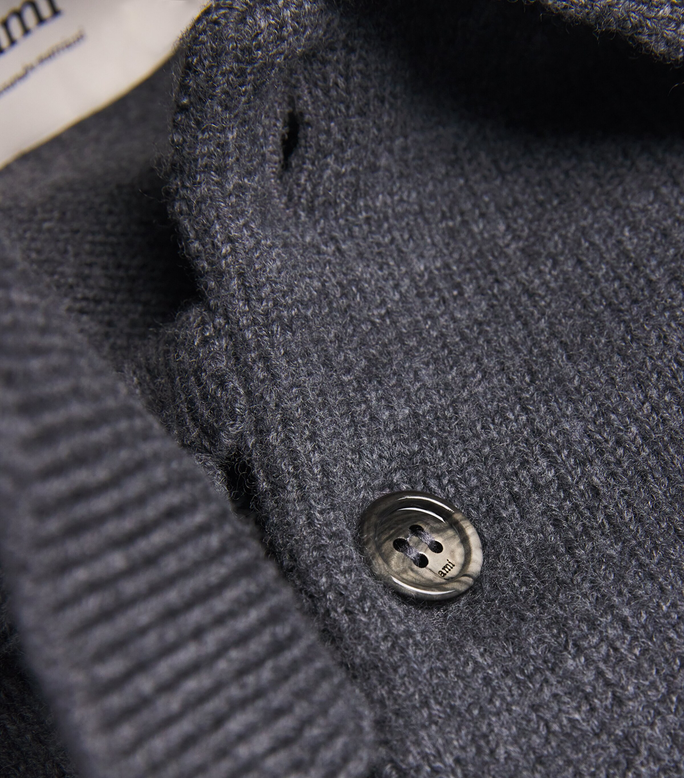 Wool Ami de Coeur Polo Sweater 0504 - GRIS CHINE/ NOIR Image 5