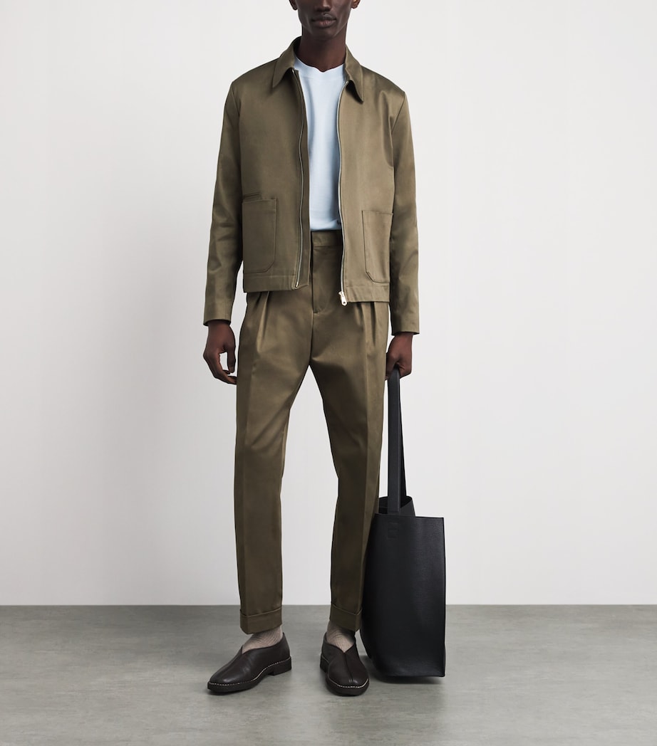 Paul Smith Mens Cotton-Blend Pleated Wide-Leg Trousers Grey Image 2