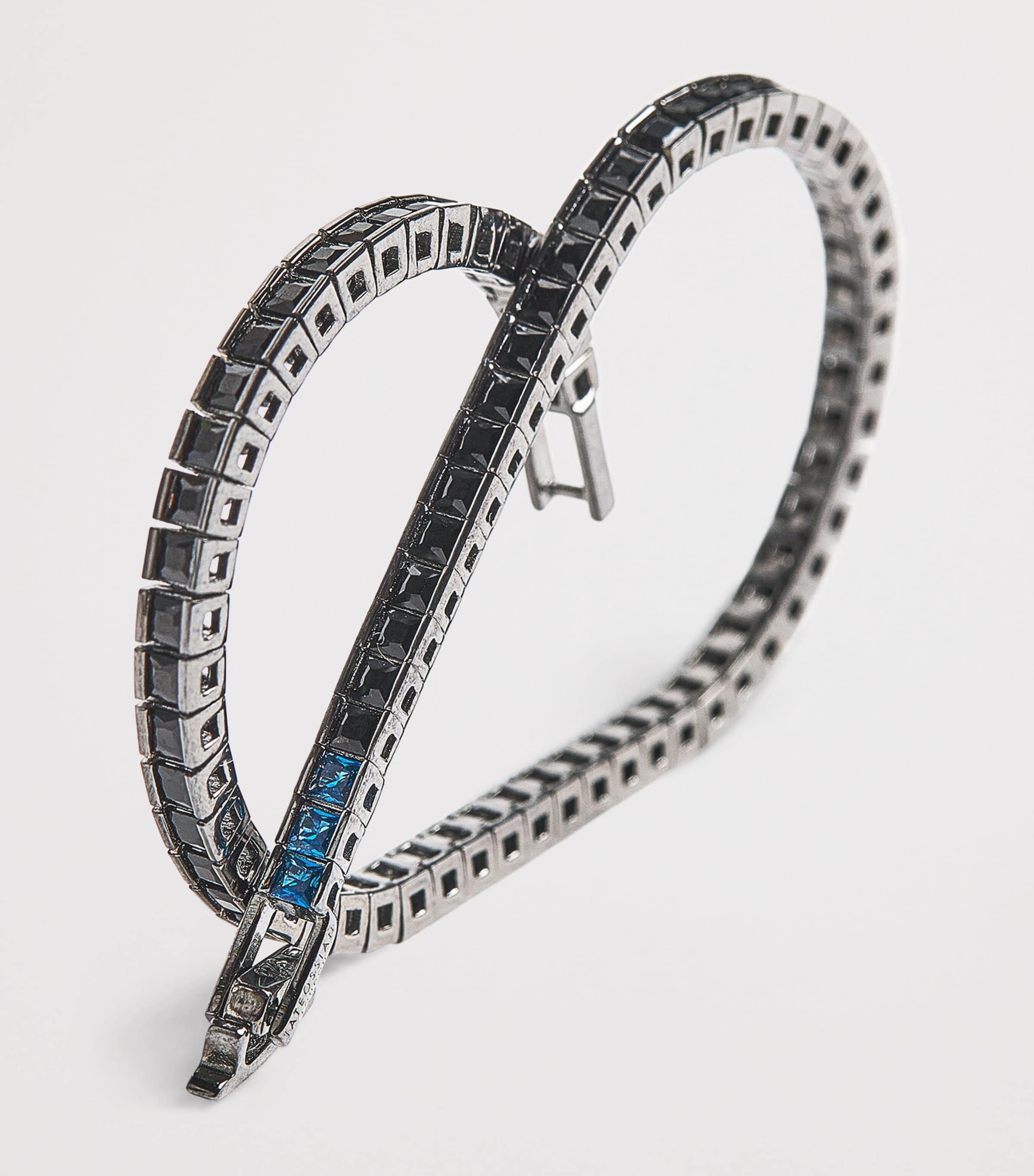 Sterling Silver and Nano Stones Quadro Tennis Bracelet BLACK Image 4