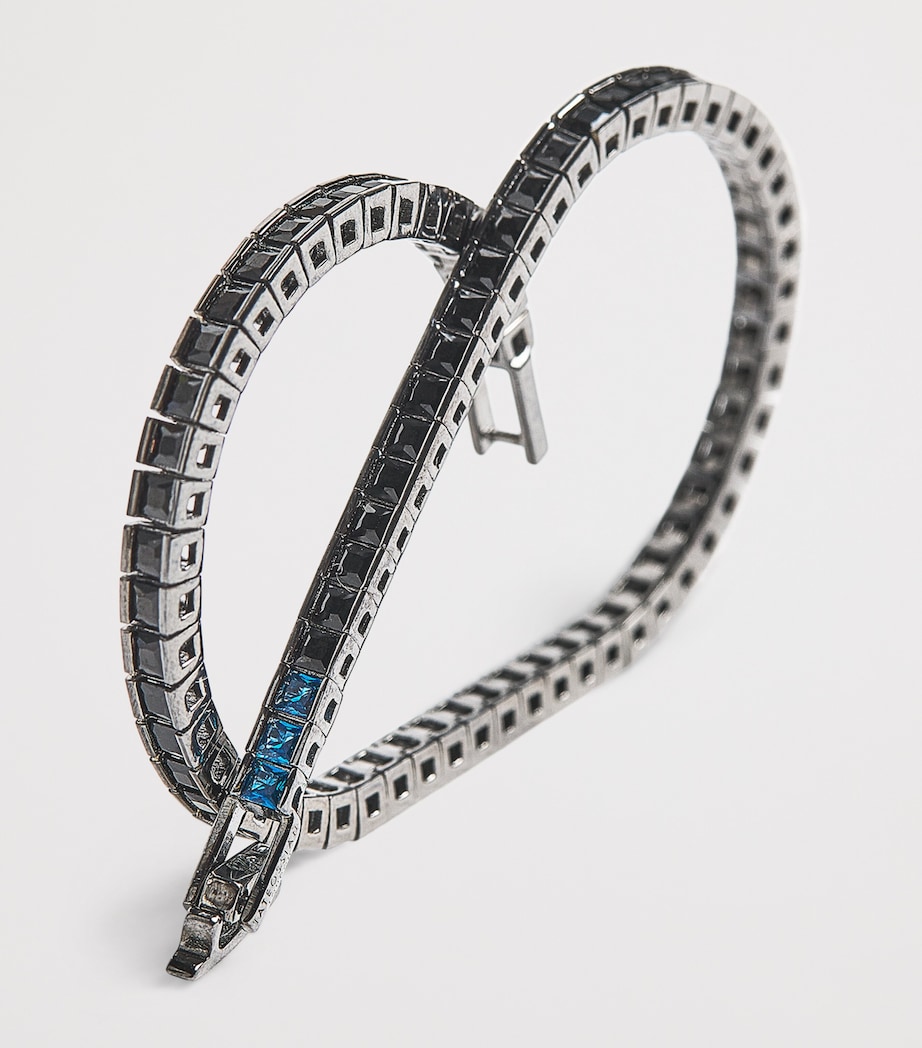 Sterling Silver and Nano Stones Quadro Tennis Bracelet BLACK Image 4