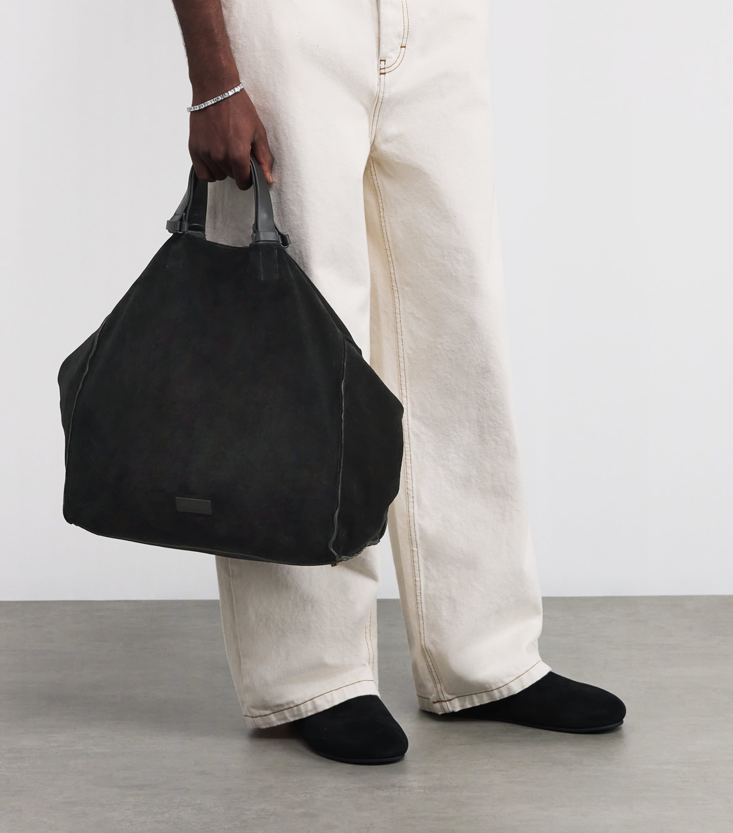 Giorgio Armani Suede Leather-Trim Tote Bag | Harrods UK