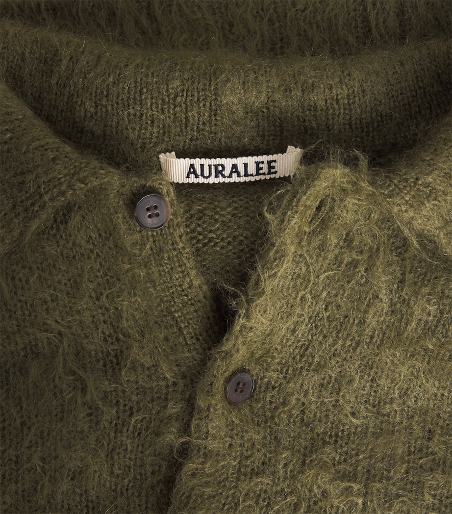 Super Kid Mohair-Wool Brushed Polo Sweater OLIVE Image 5