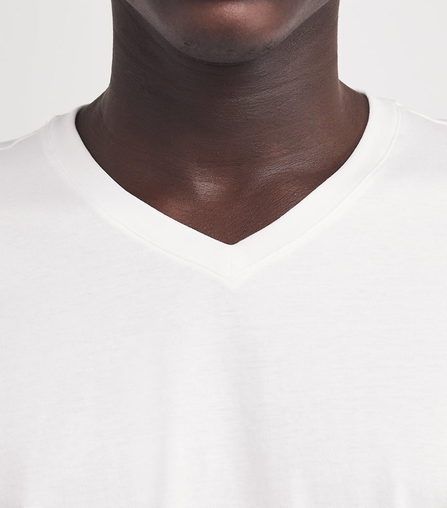 Cotton Living V-Neck T-Shirt 0101 WHITE Image 7