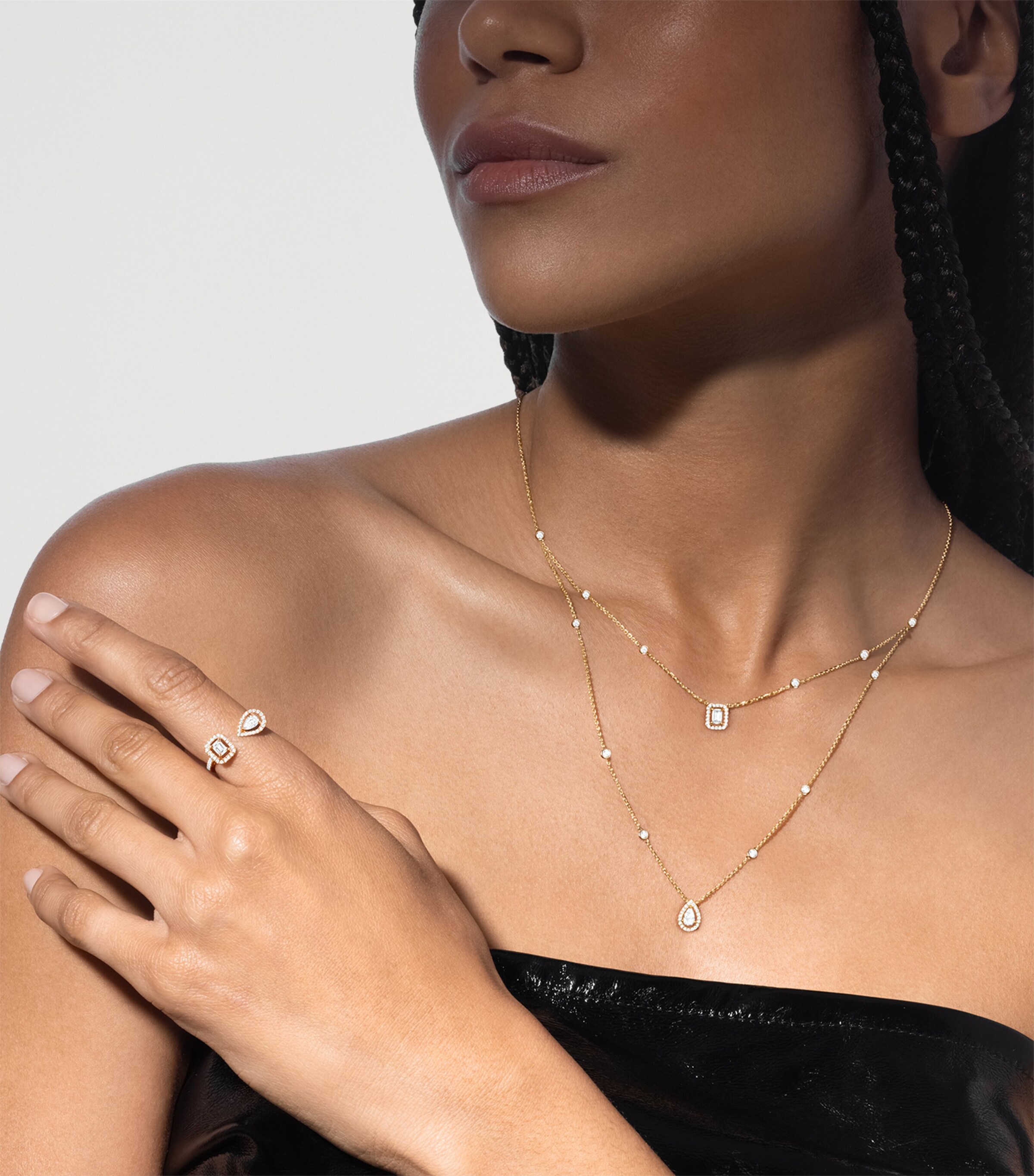 Messika My Twin Yellow Gold and Diamond Layered Necklace Yellow Gold Image 2