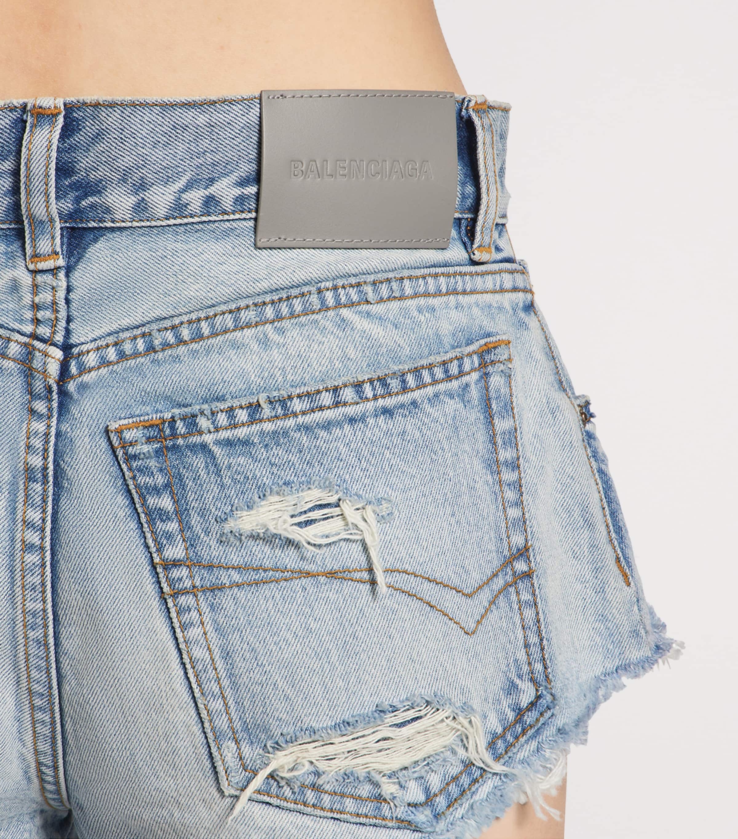 Balenciaga Womens Distressed Denim Shorts Image 6