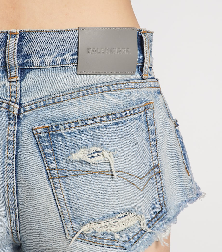 Balenciaga Womens Distressed Denim Shorts Image 6