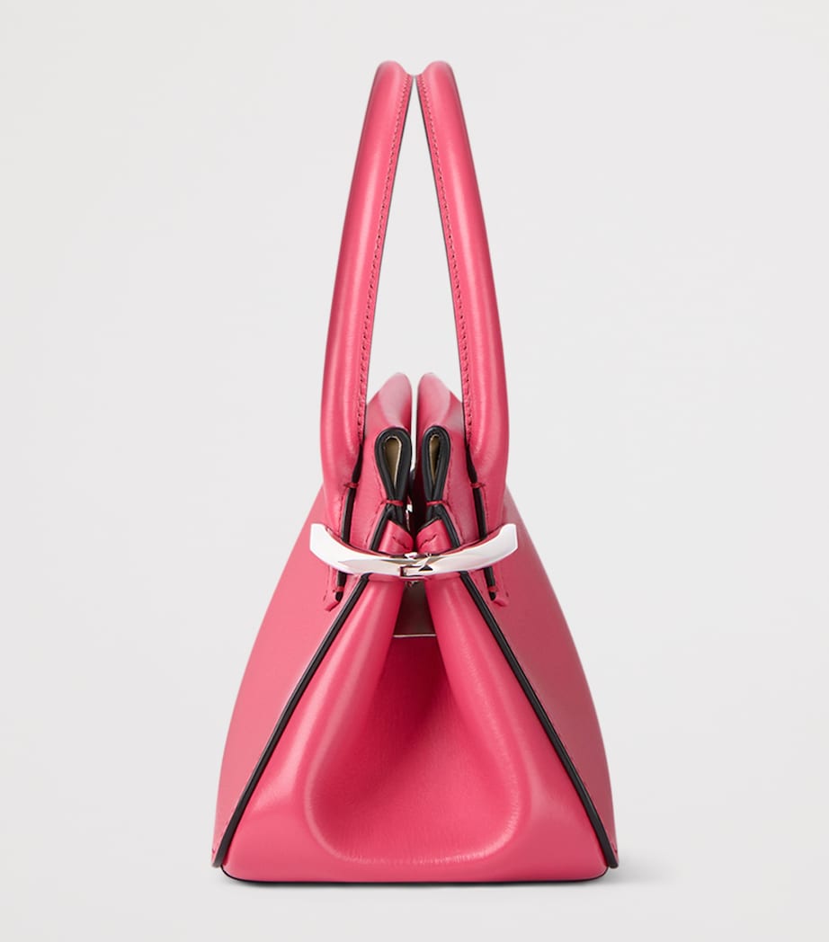 Mini Leather Pinch Top-Handle Bag BRIGHT PEACH Image 3