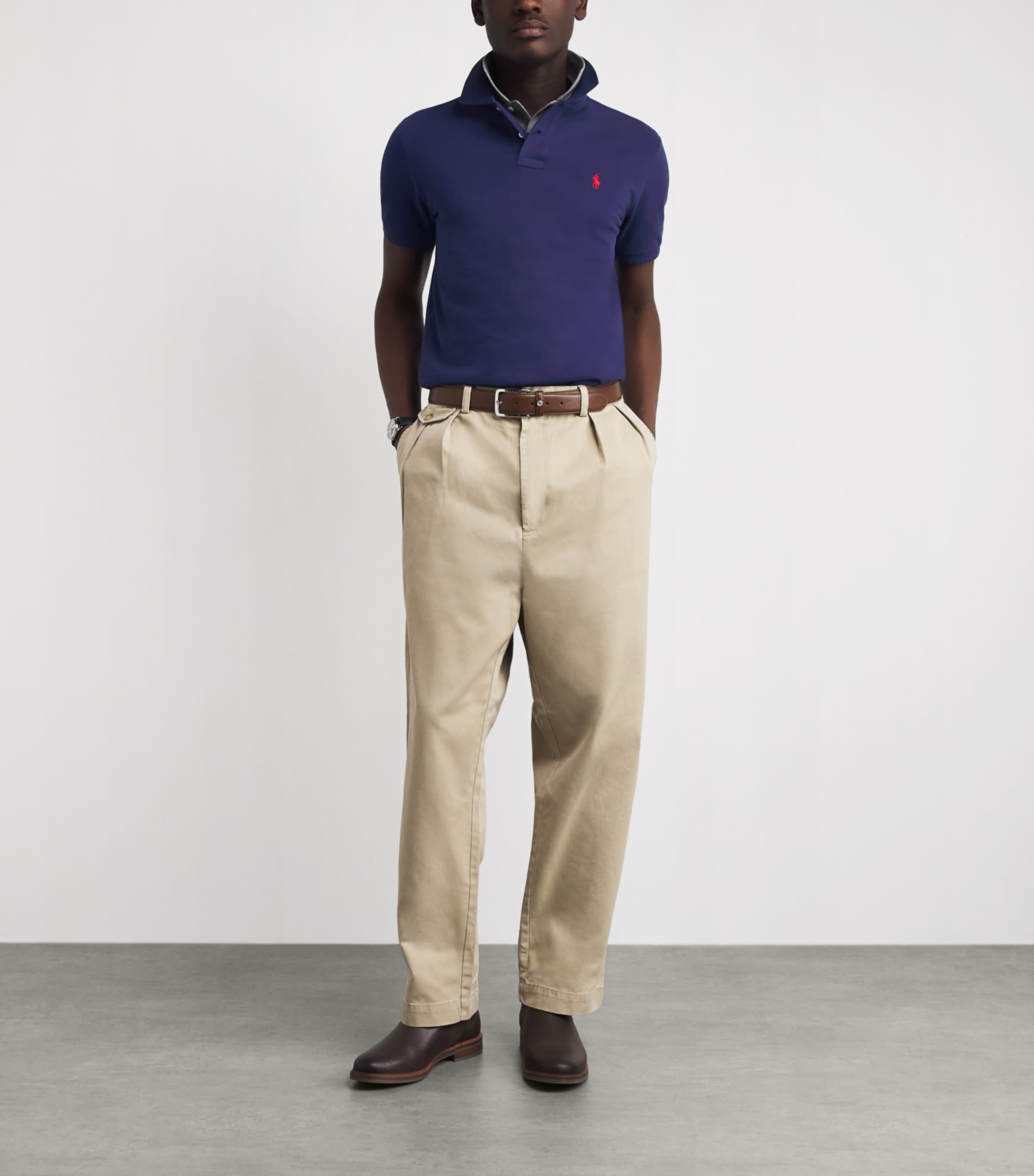 Polo Ralph Lauren Mens Cotton Mesh Custom-Fit Polo Shirt Newport Navy Image 2