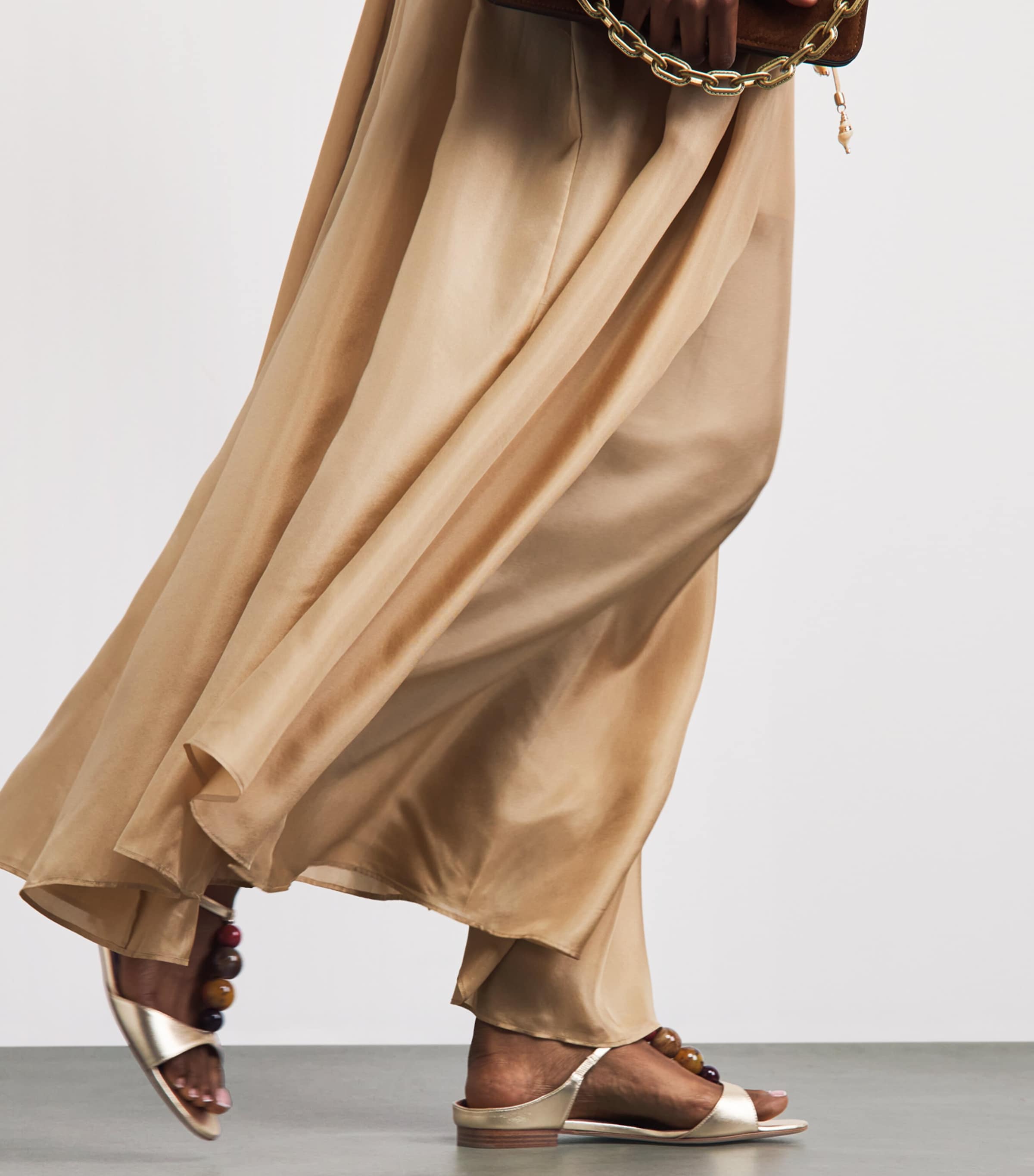 Malone Souliers x Harrods Metallic Leather Lena Sandals Antique Gold Image 2