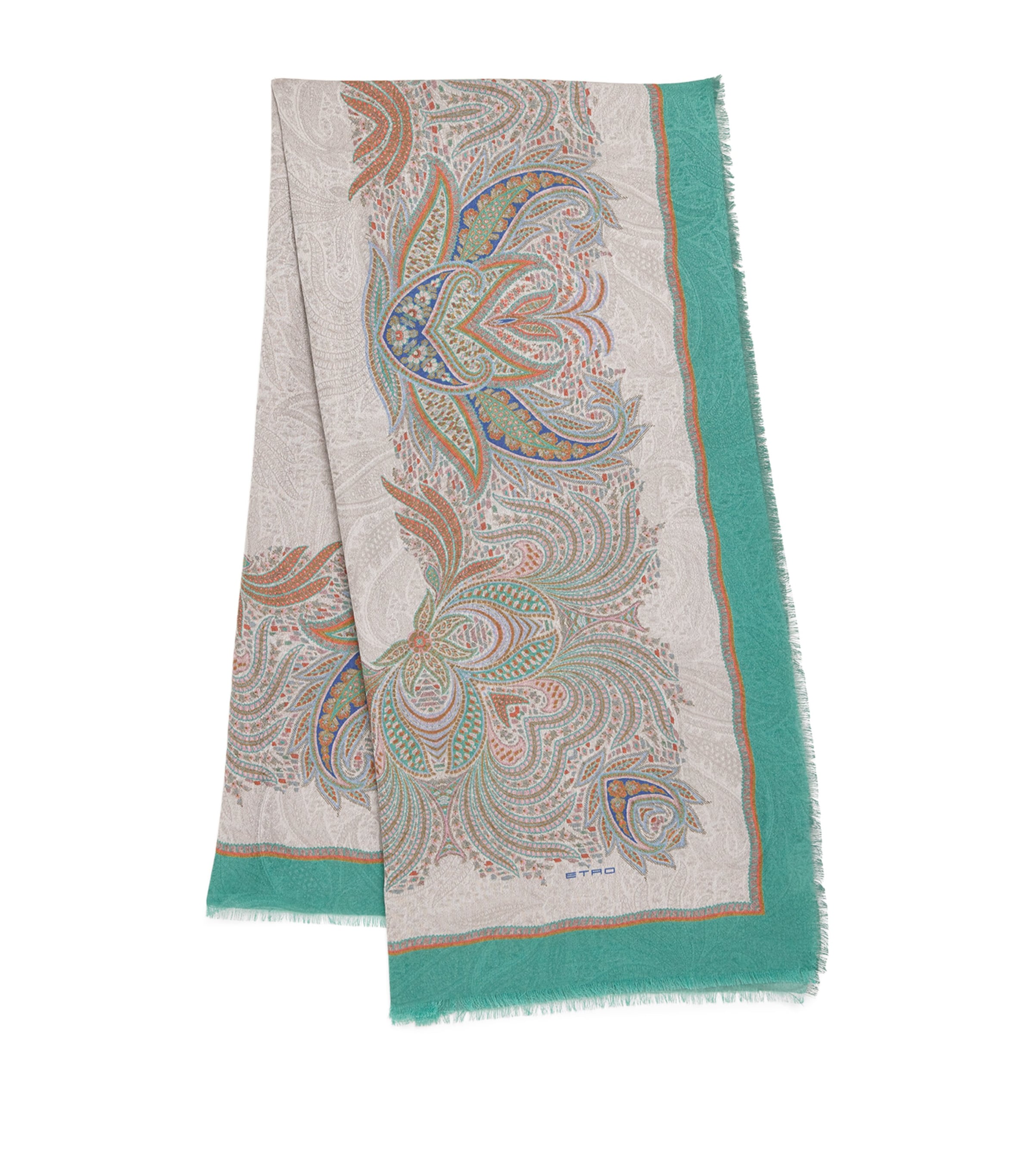 Etro Fringed Jacquard Square Scarf
