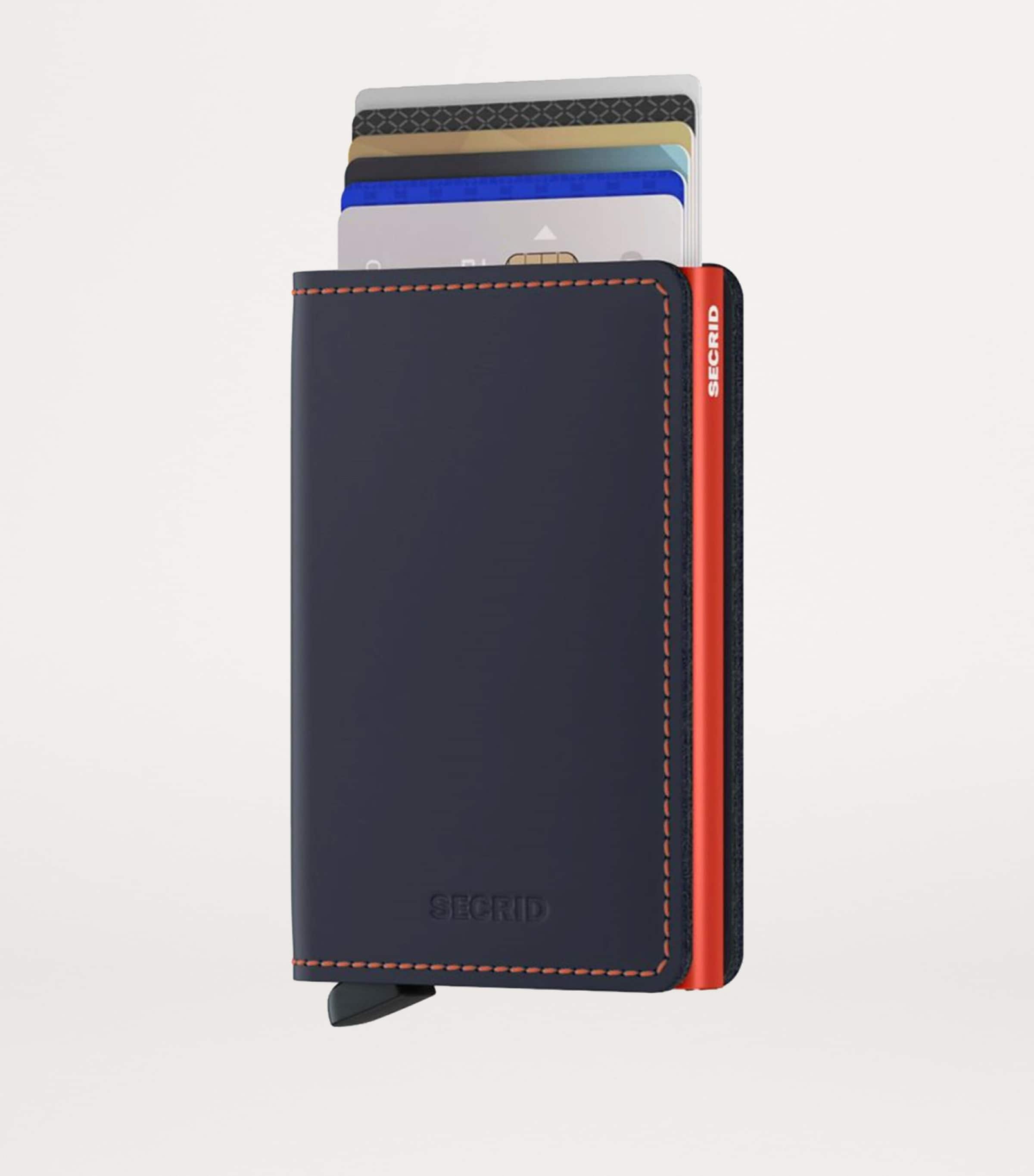 Leather Slim Wallet NIGHT BLUE ORANGE Image 2
