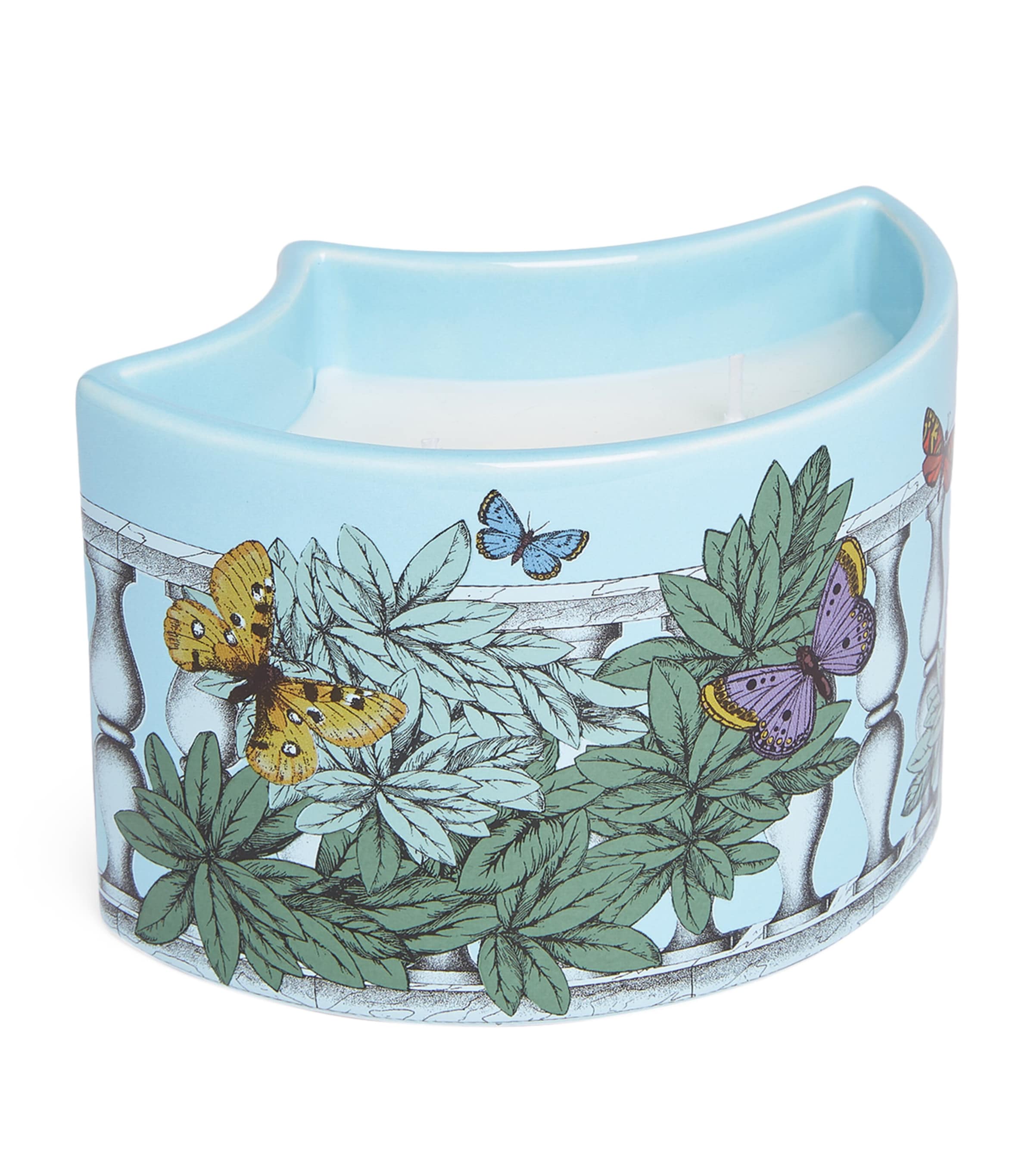 Fornasetti Nel Mentre Vase Scented Candle - Décor Farfalle E Balaustra - Fragrance Giardino Segreto