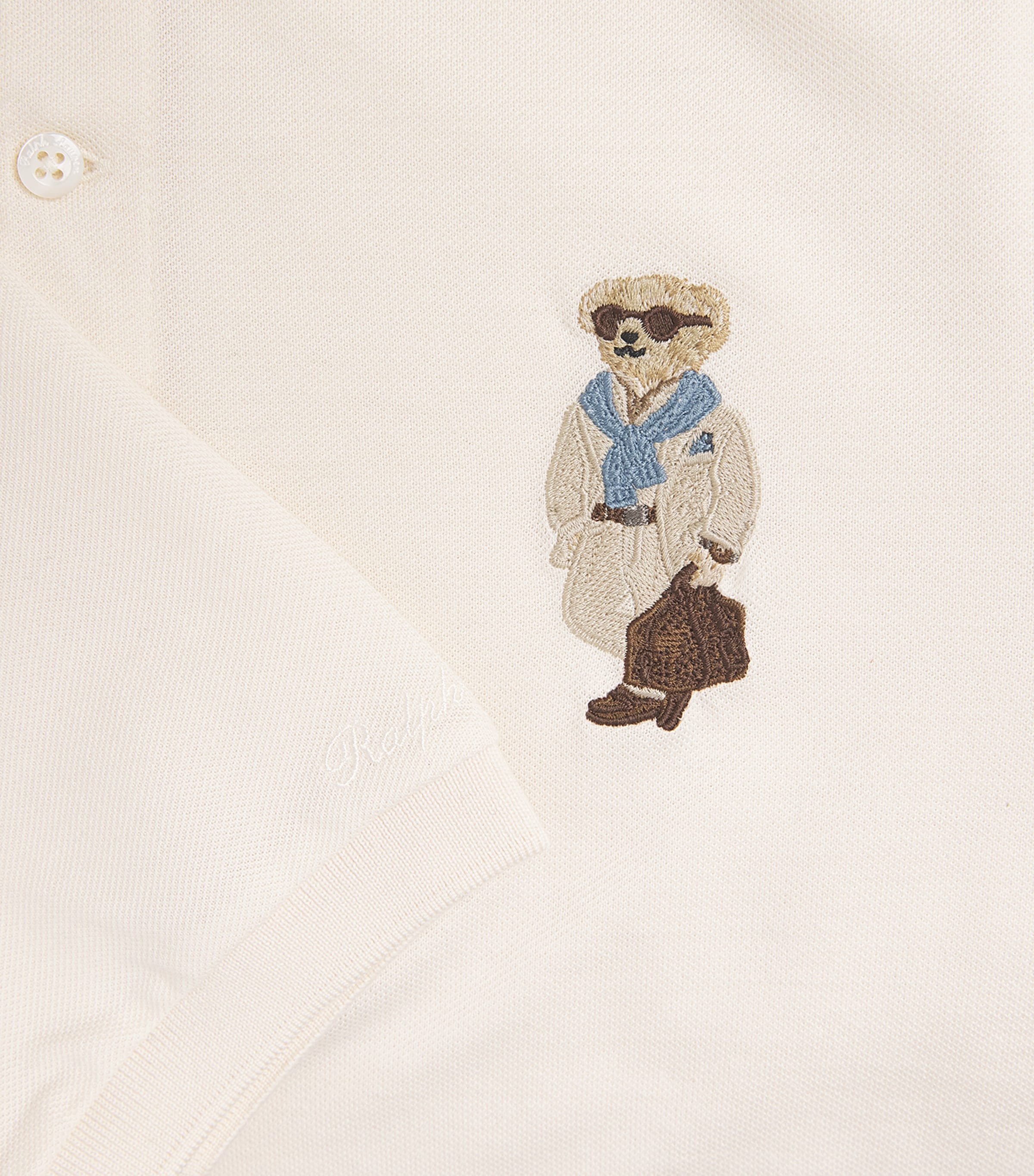 Ralph Lauren Purple Label Mens Cotton-Cashmere Polo Bear Polo Shirt Classic Cream Image 6