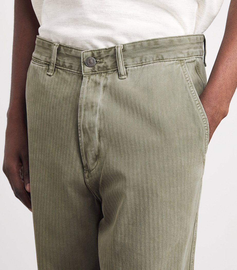 Citizens of Humanity Mens Cotton Herringbone Belgian Chinos Dark Olive Image 3
