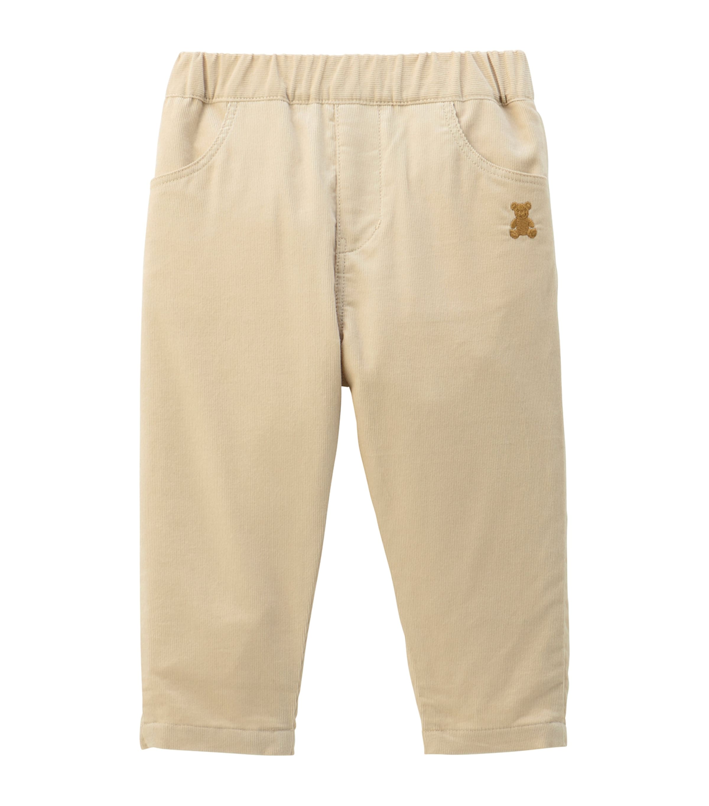 Miki House Kids' Bear Corduroy Trousers In Beige