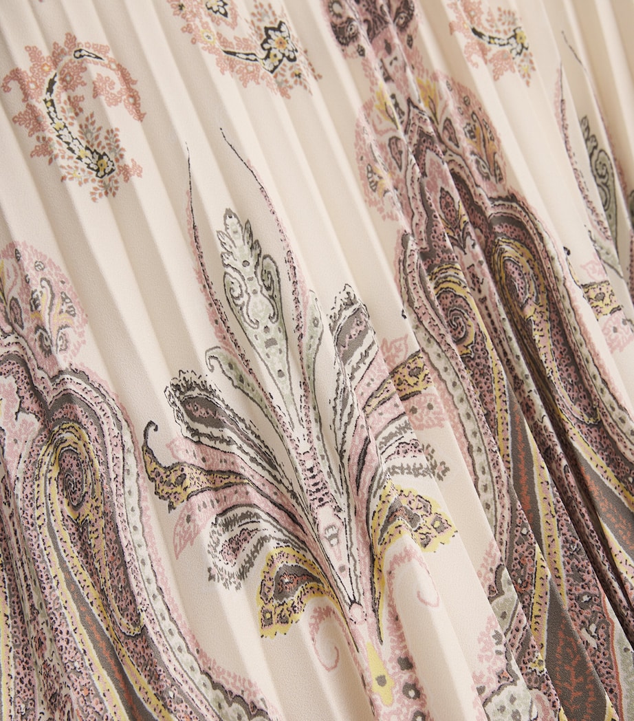 Etro Womens Paisley Print Pleated Maxi Skirt Prnt/beig Base Image 6