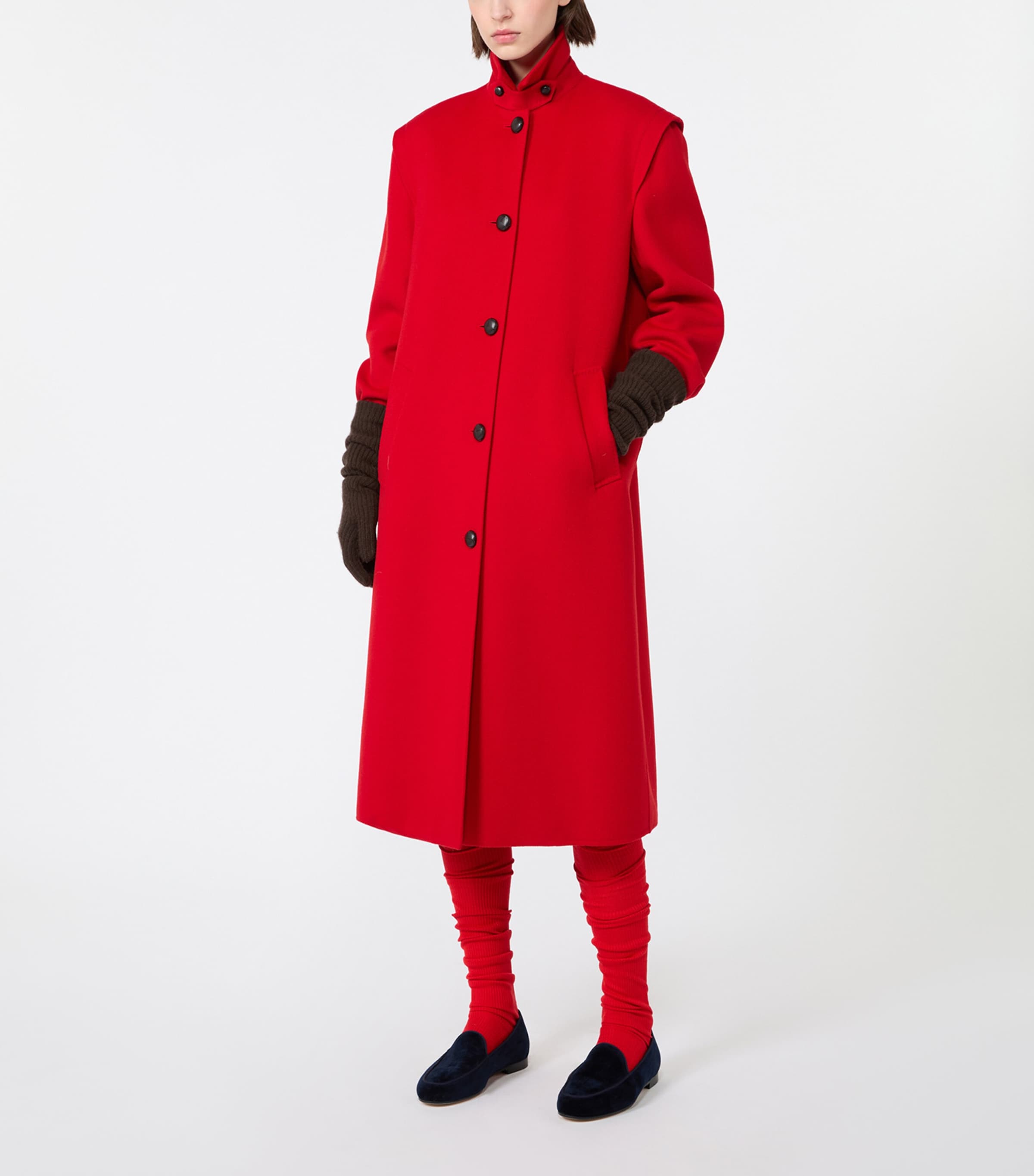 Weekend Max Mara Womens Wool-Blend Long Coat Red Image 4