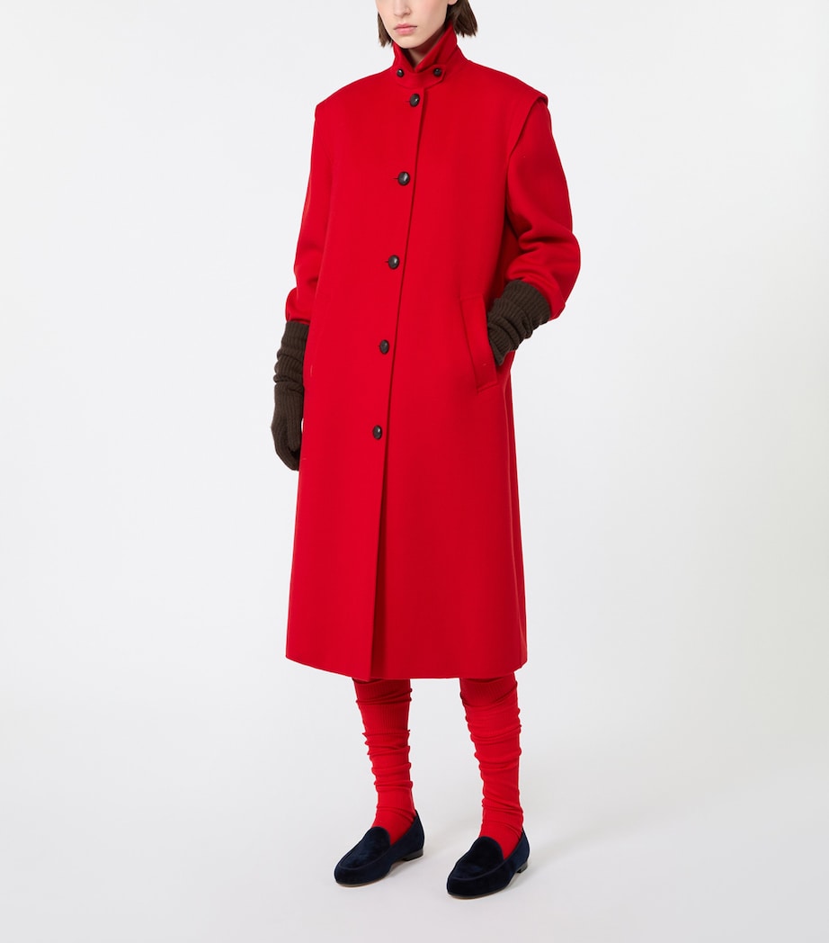 Weekend Max Mara Womens Wool-Blend Long Coat Red Image 4