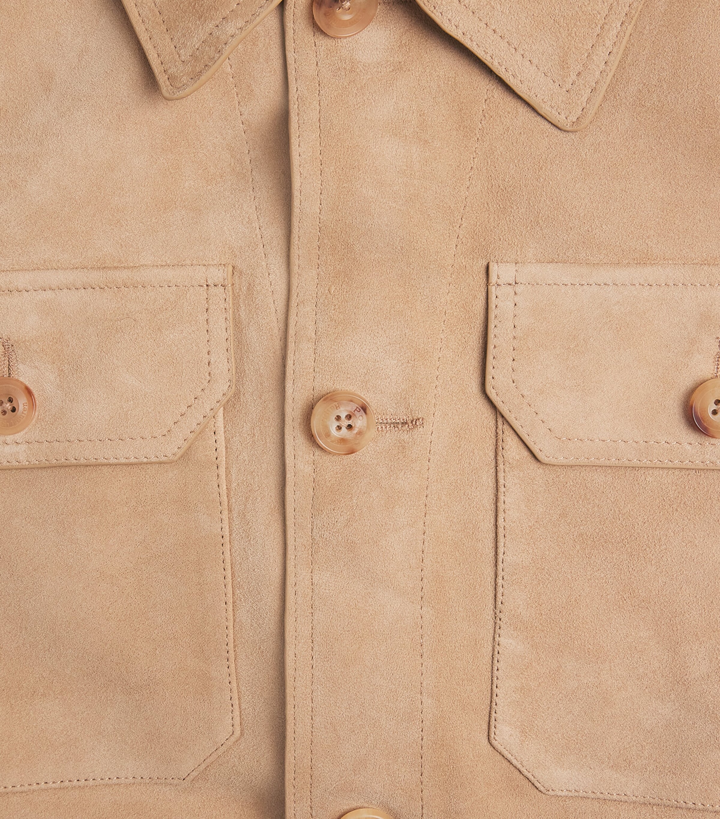 Polo Ralph Lauren Mens Suede Jacket Cafe Tan Suede Image 6