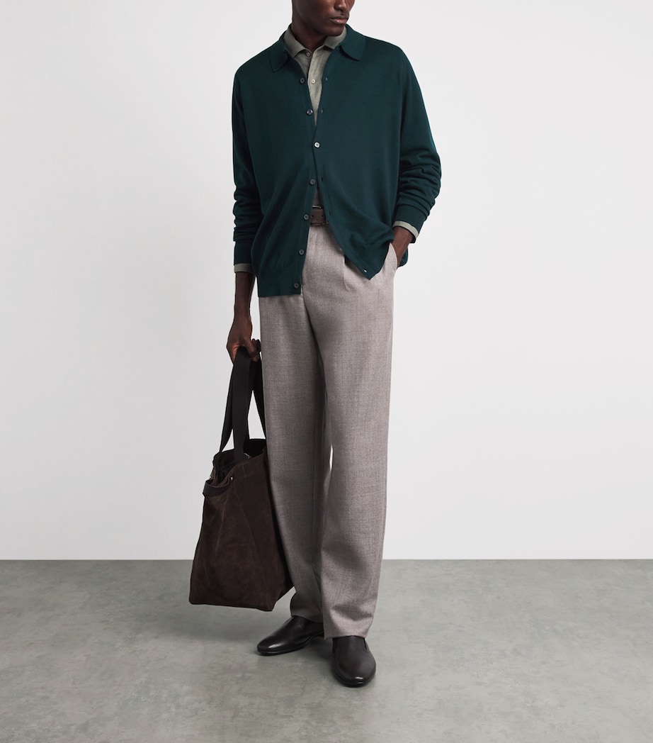 John Smedley Mens Extra Fine Merino Wool Tibor Shirt Richardson Green Image 2
