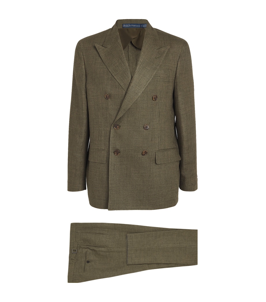 Polo Ralph Lauren Mens Silk-Linen Glen 2-Piece Suit Green Mult Image 1