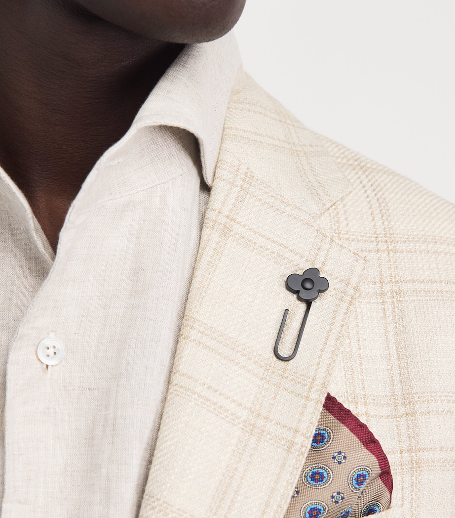 Lardini Mens Wool Check Blazer Milk/beige Image 3