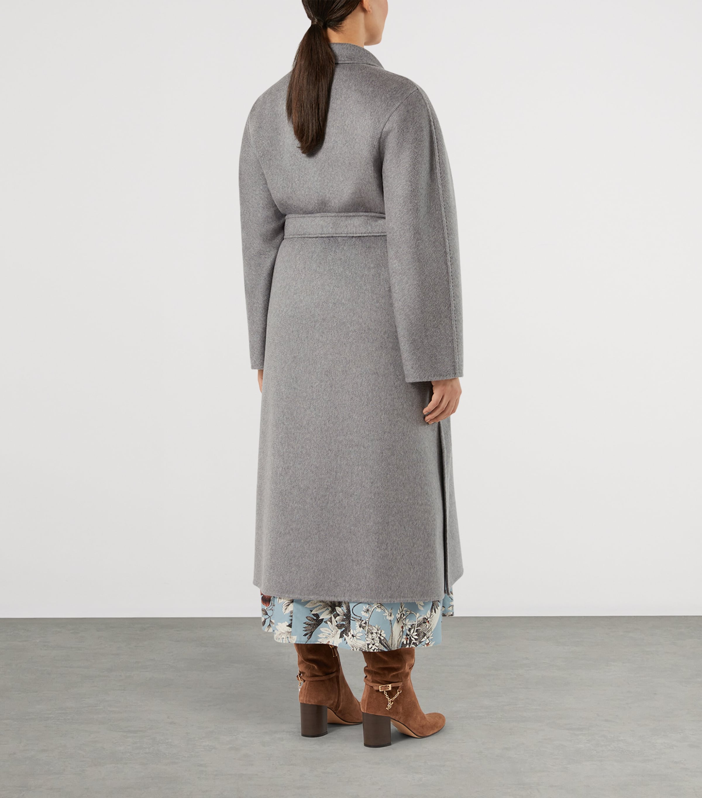 Marina Rinaldi Womens Cashmere Belted Coat Light Grey Image 4