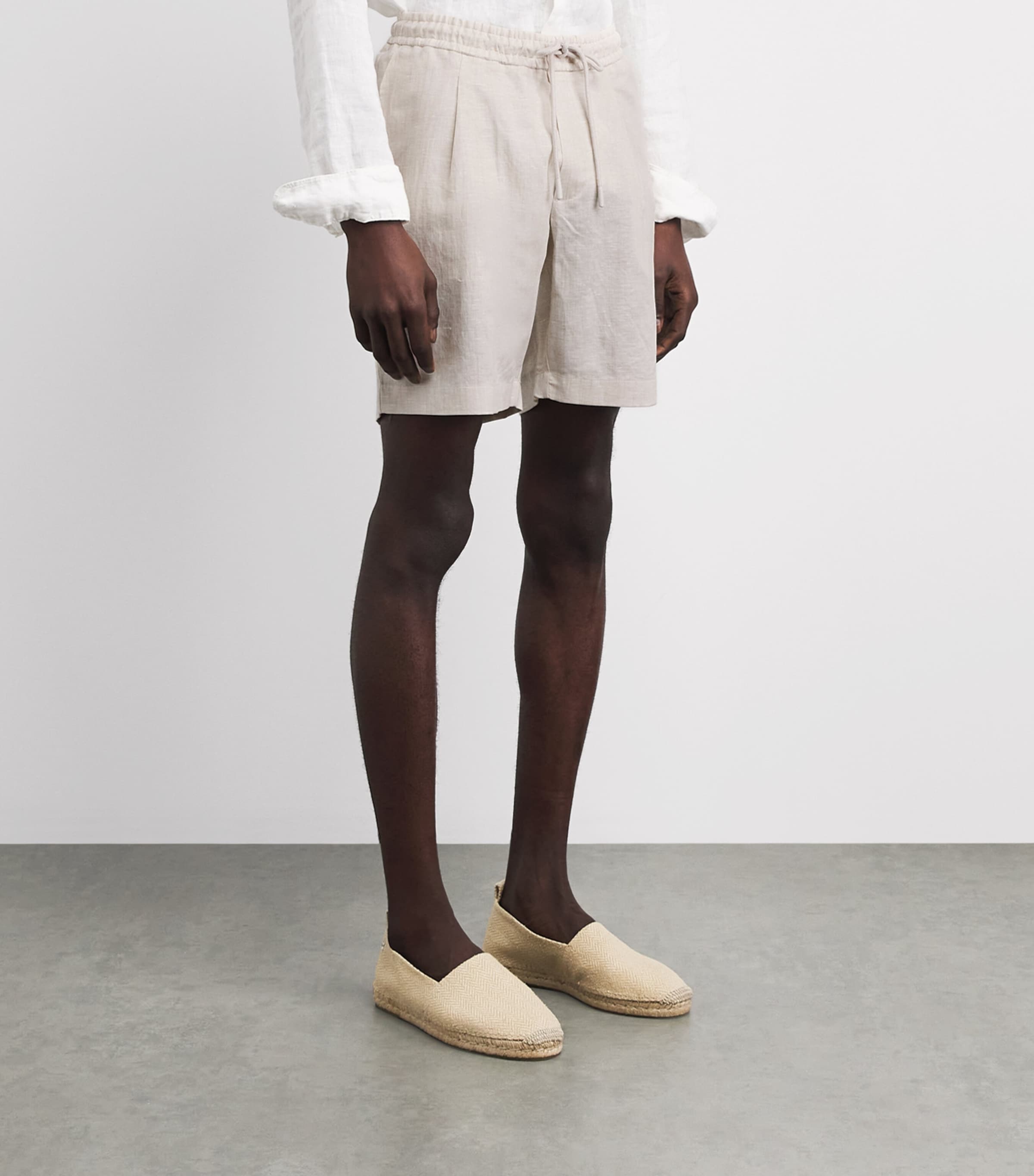 Zimmerli Mens Linen-Cotton Drawstring Shorts Beige Image 4