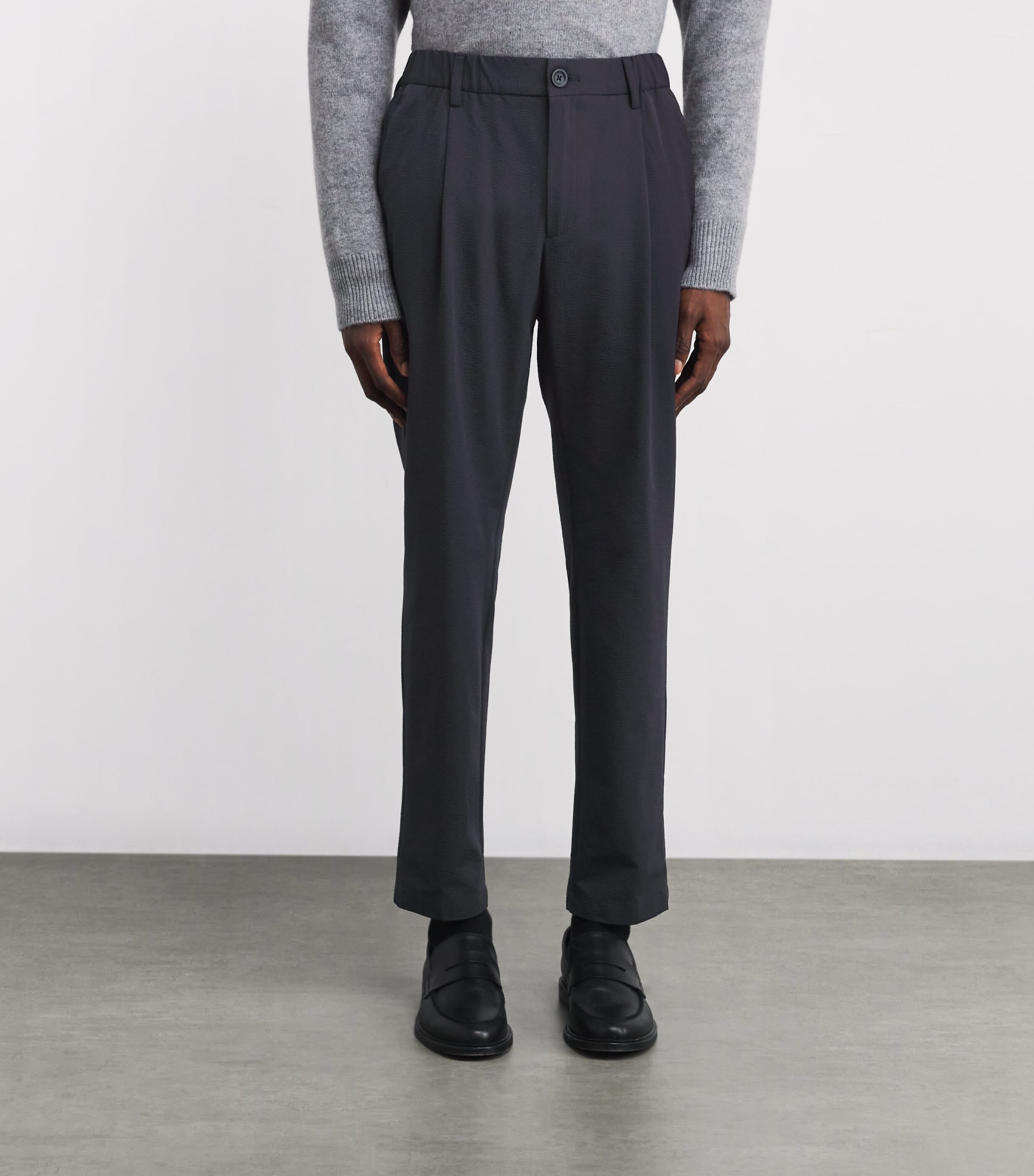 Seersucker Drawstring-Adjustable Trousers 9200 BLU NAVY Image 3