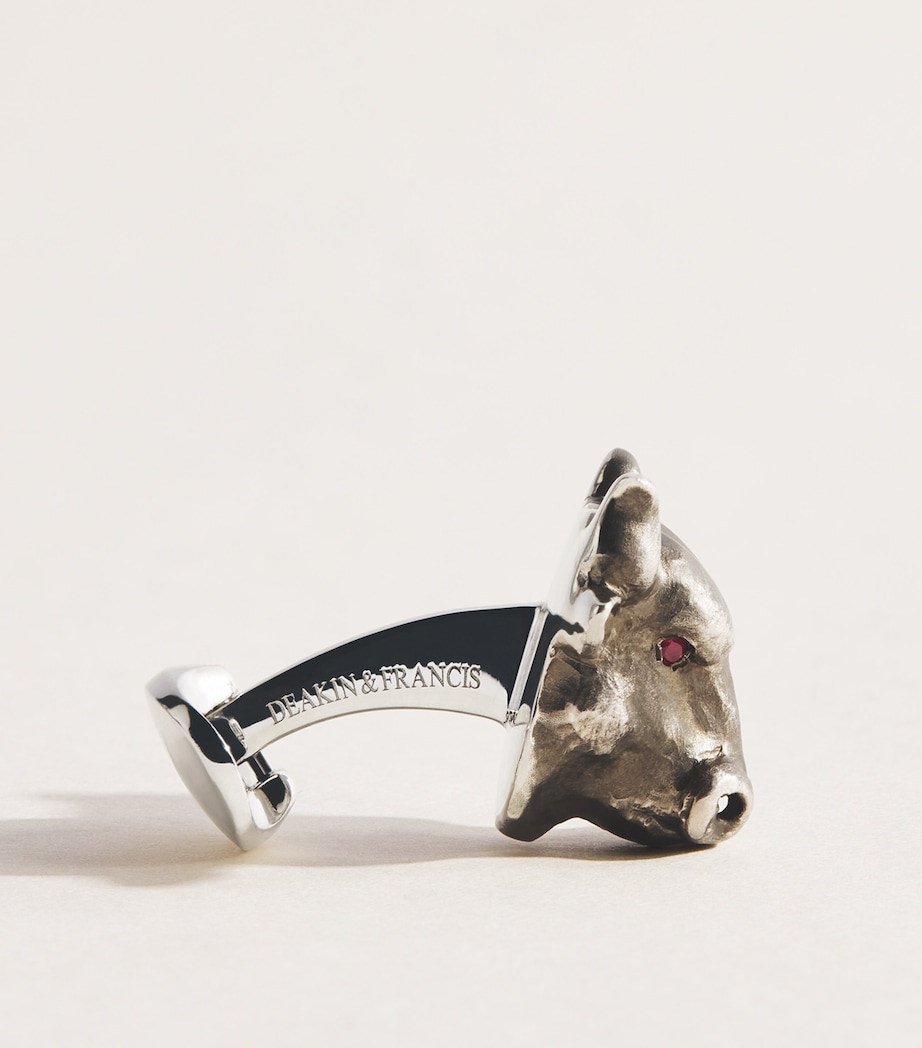 Deakin & Francis Sterling Silver Bull & Bear Cufflinks Black Image 5