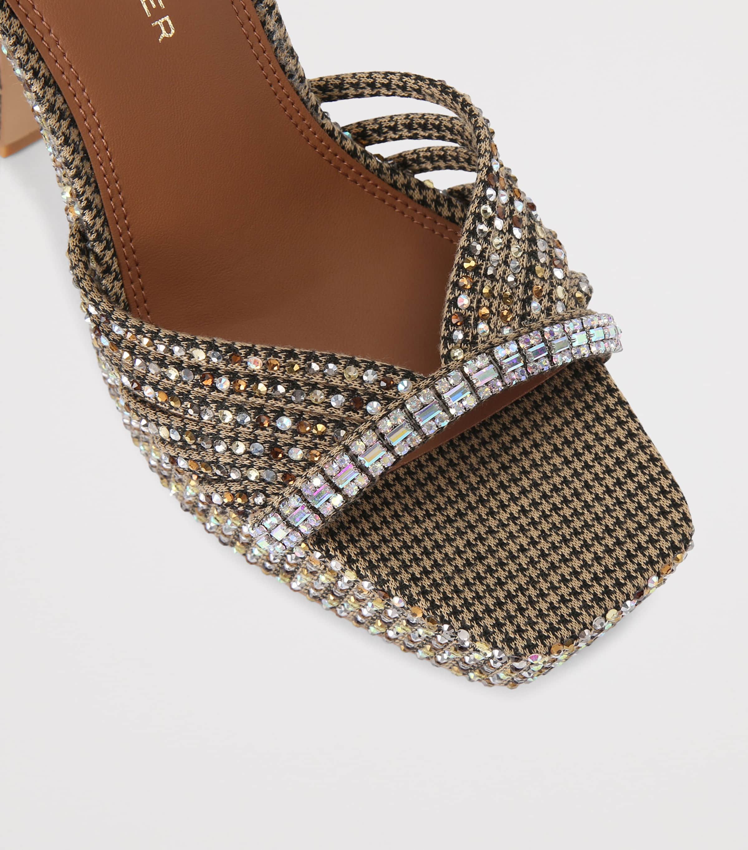 Kurt Geiger London Crystal Strap Platform Sandals Beige Comb Image 2