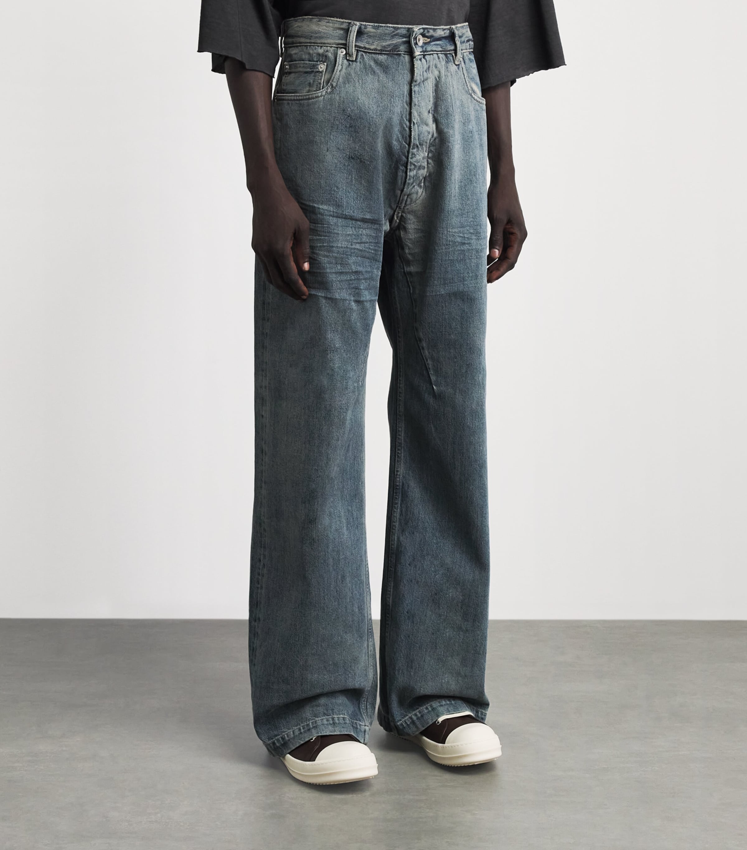 Rick Owens Mens Geth Wide-Leg Jeans Mineral Indigo Image 4