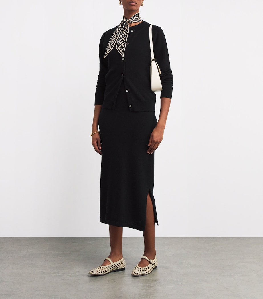 Harrods Silk Geometric Print Skinny Scarf Black Image 2