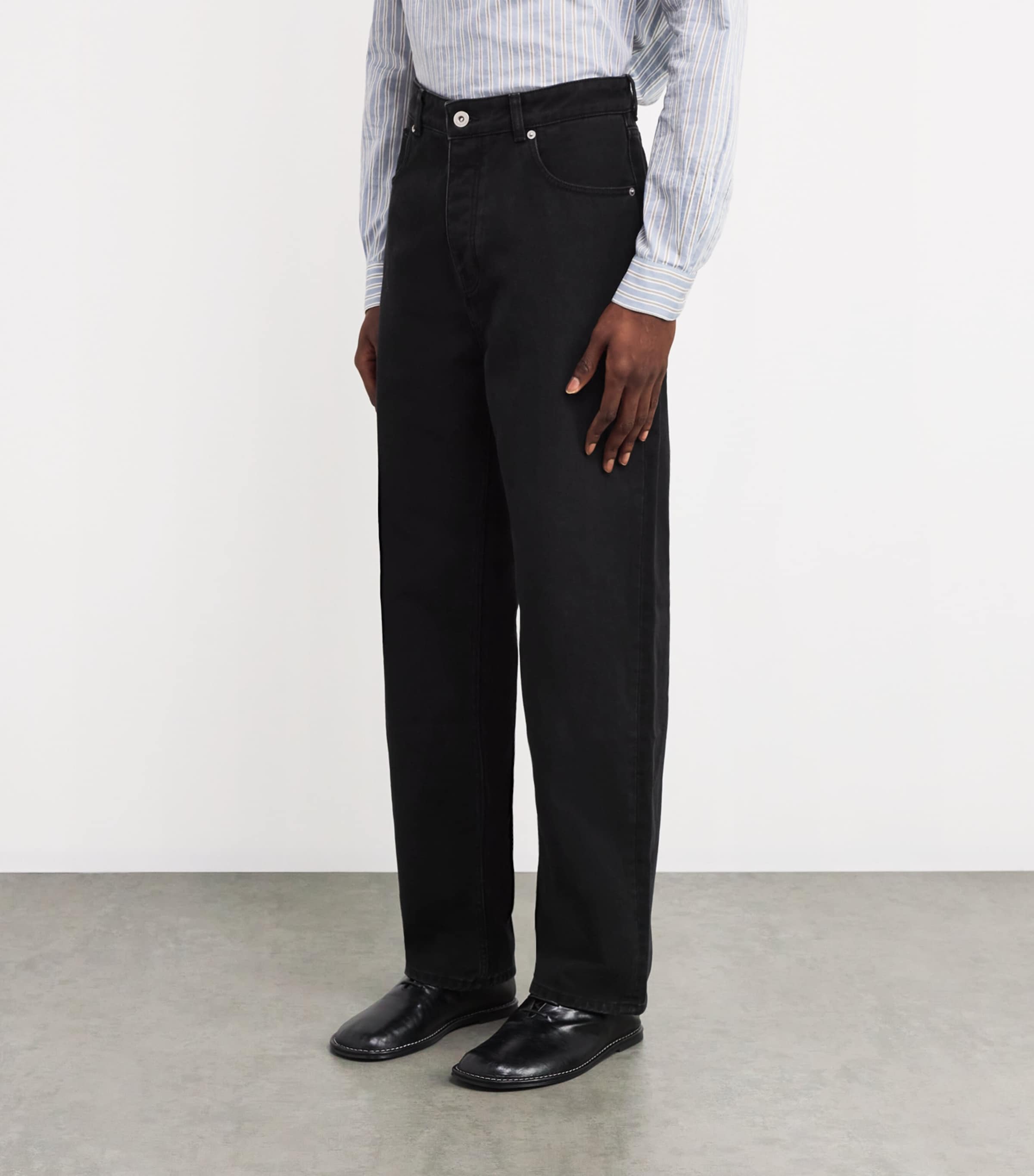 Drôle De Monsieur Mens Corduroy-Trim Straight Jeans Black Image 3