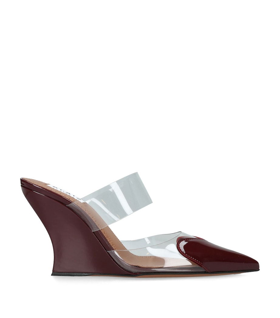 Alaïa Womens Leather-PVC Le Coeur Wedge Mules 90 Red/dark Image 1