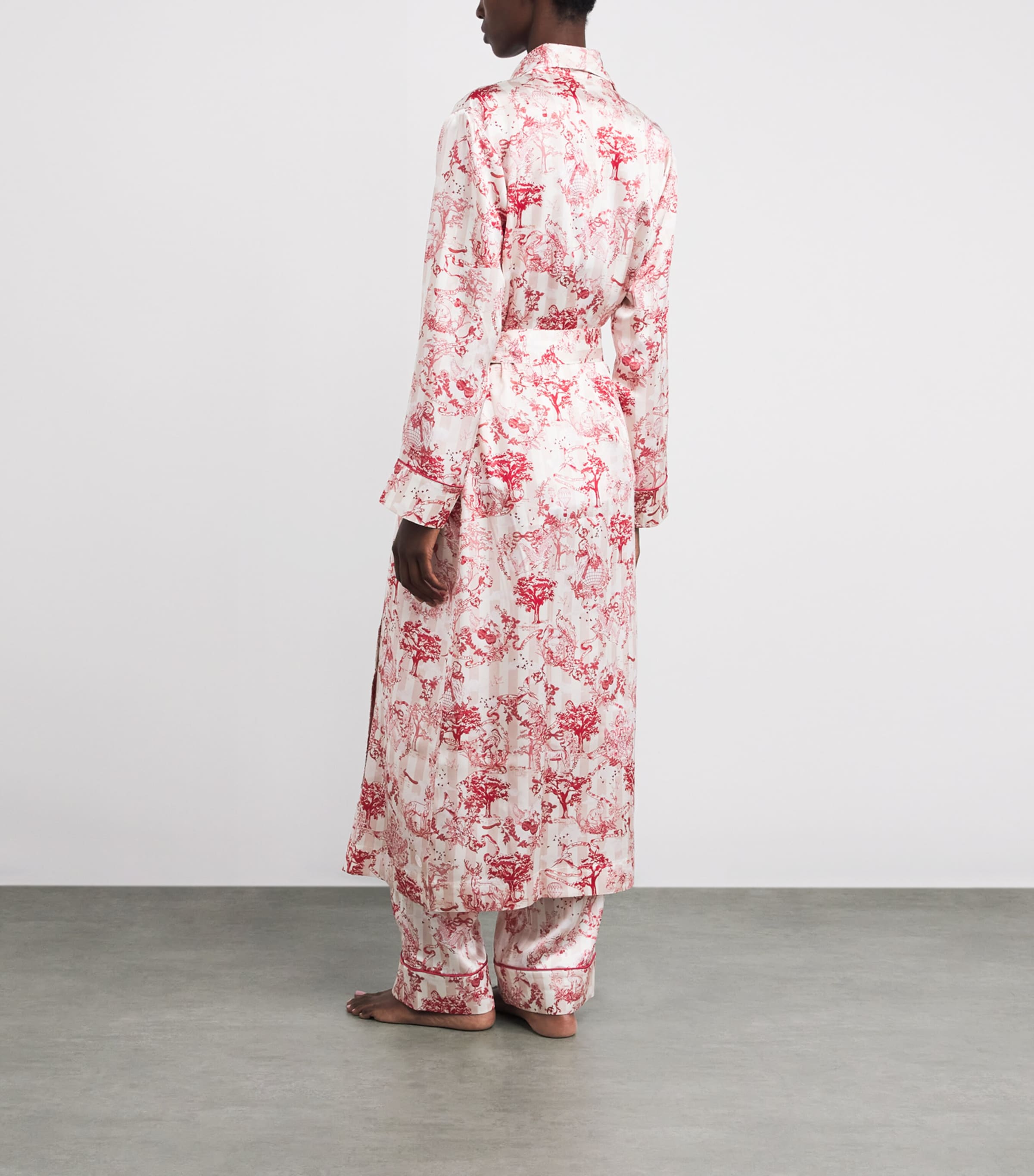 Harrods Womens Silk Toile Robe Pink Image 3