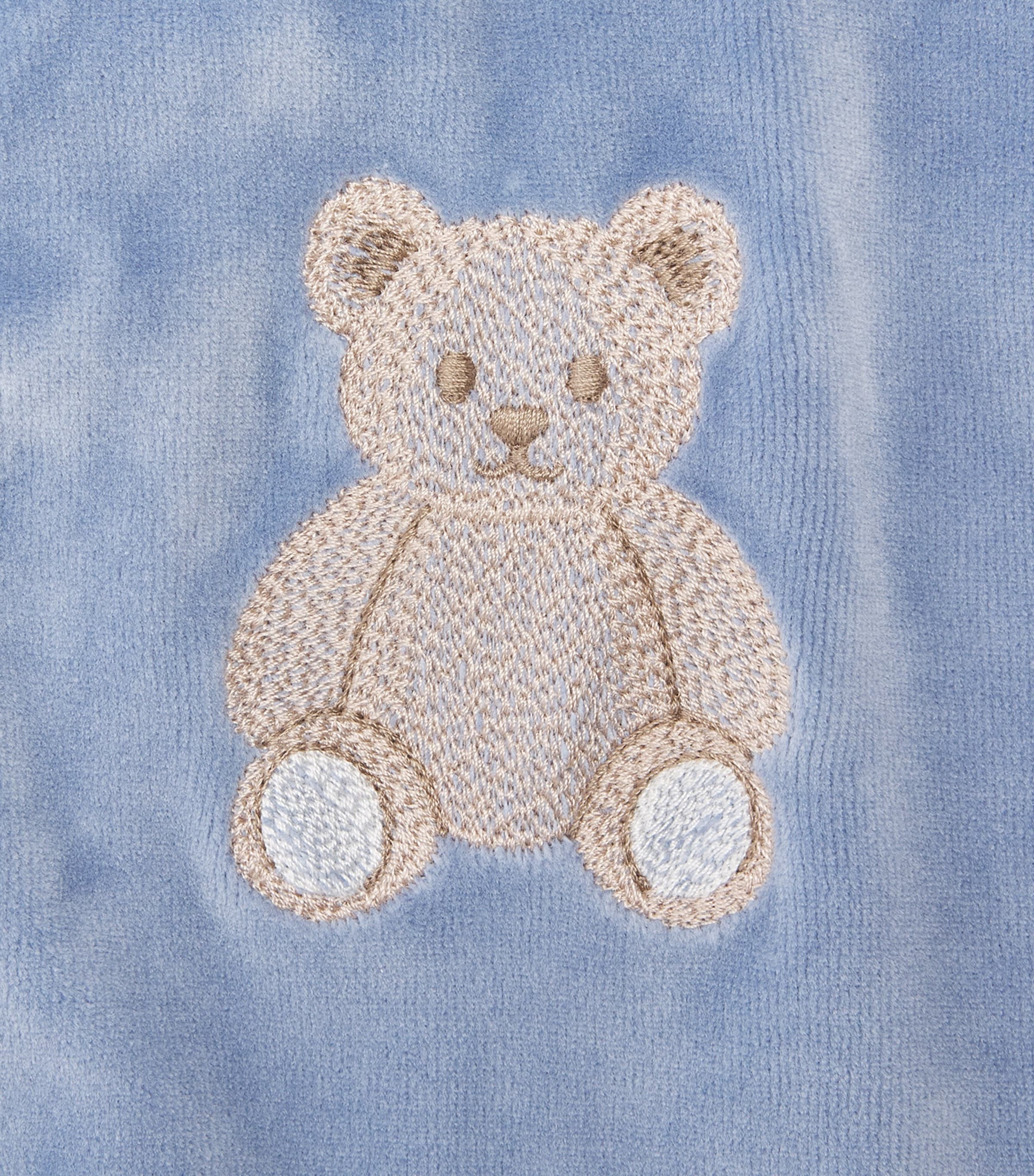 Patachou Embroidered Bear All-In-One (0-24 Months) Indigo Image 3