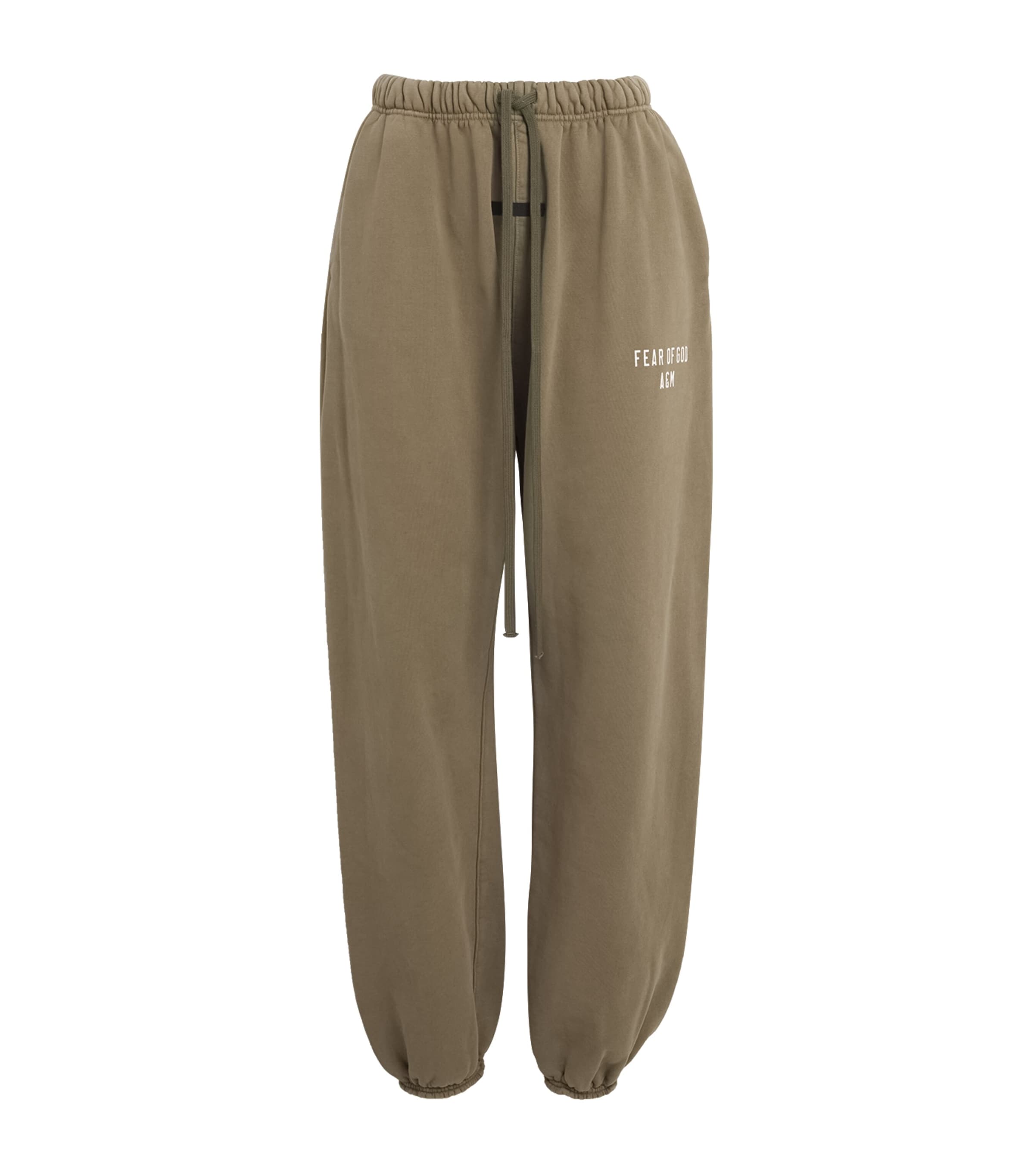 Shop Fear Of God Cotton Logo Sweatpants In Green